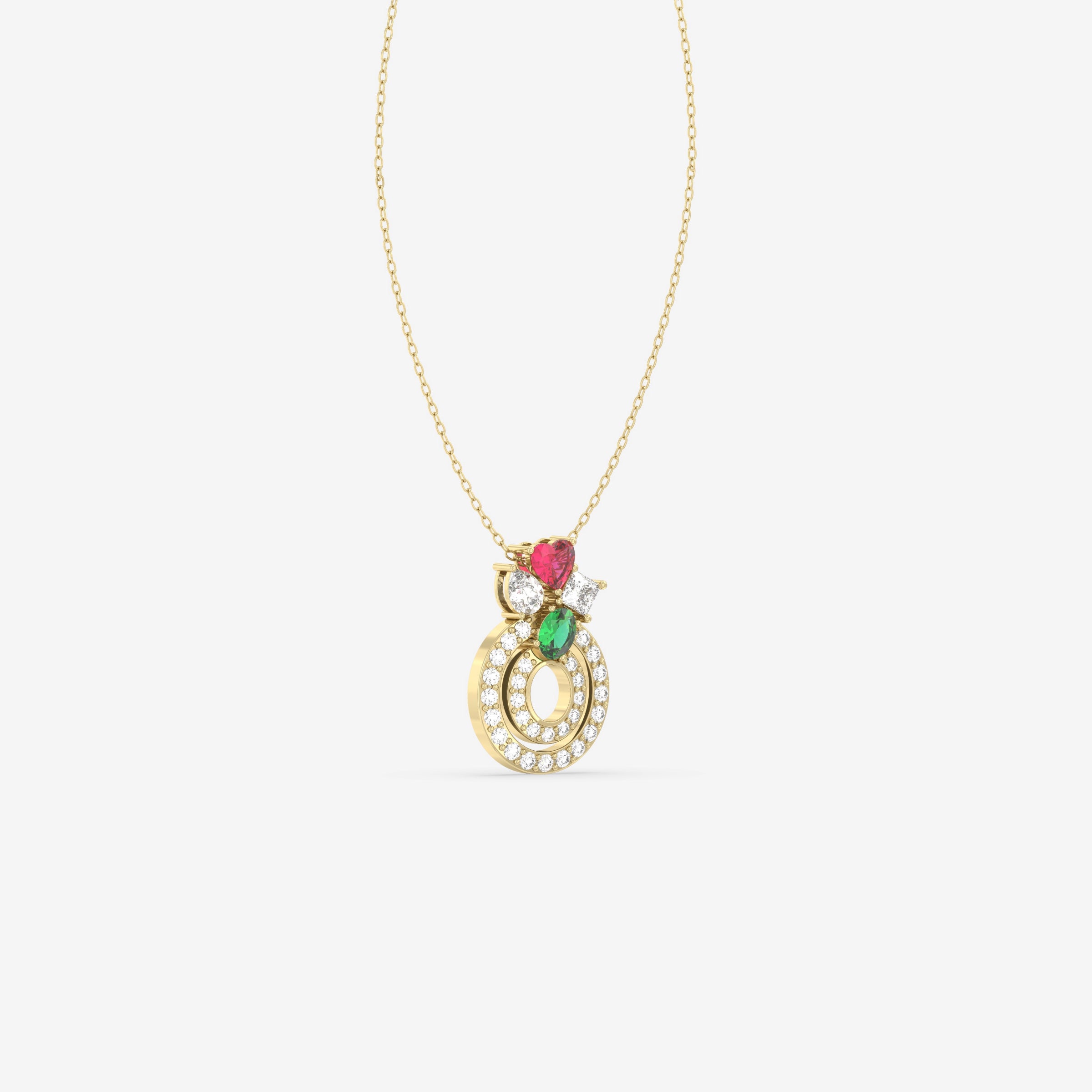 Endless Forms Pendant with Ruby, Emerald and Diamonds