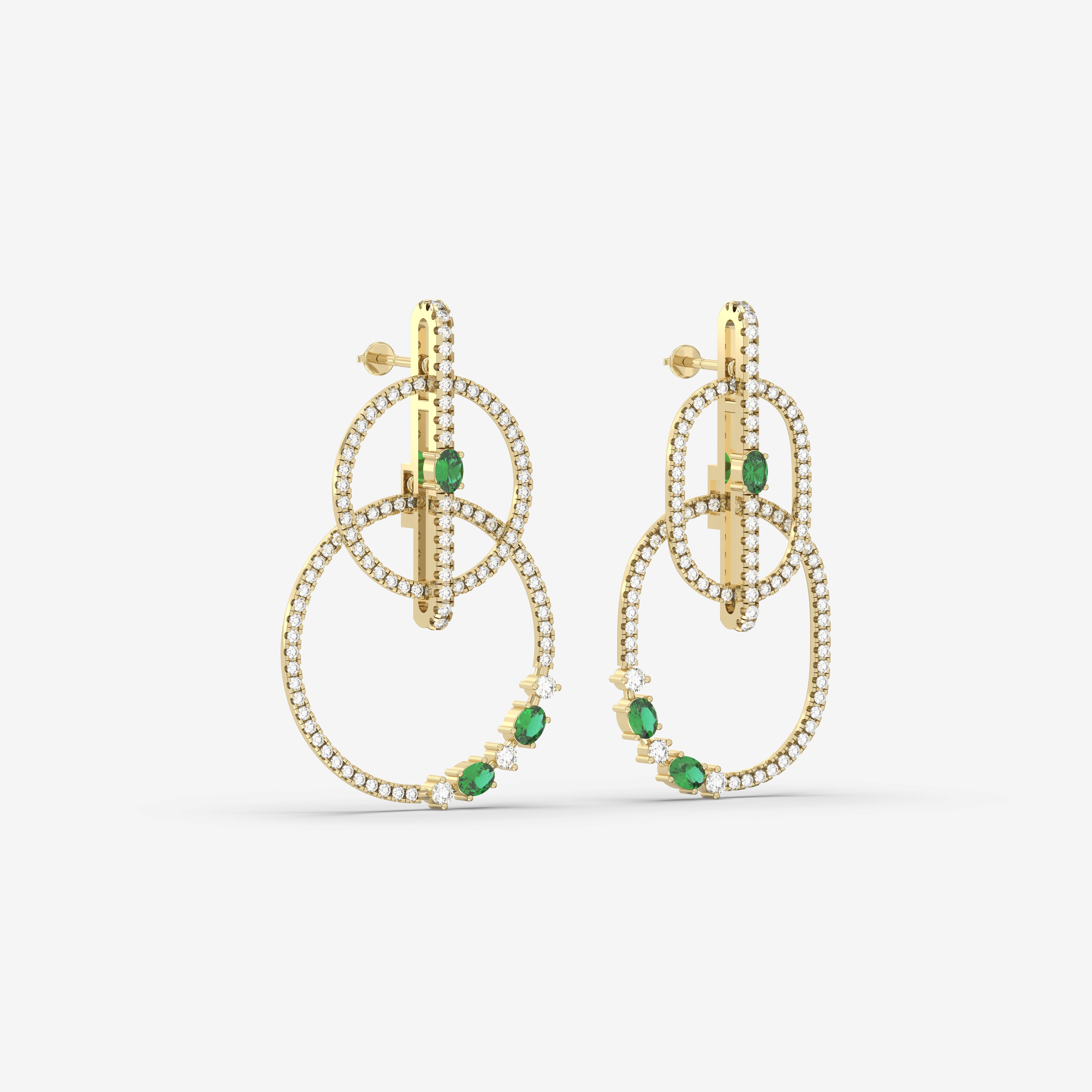 Absolute Diamond and Emerald Earring