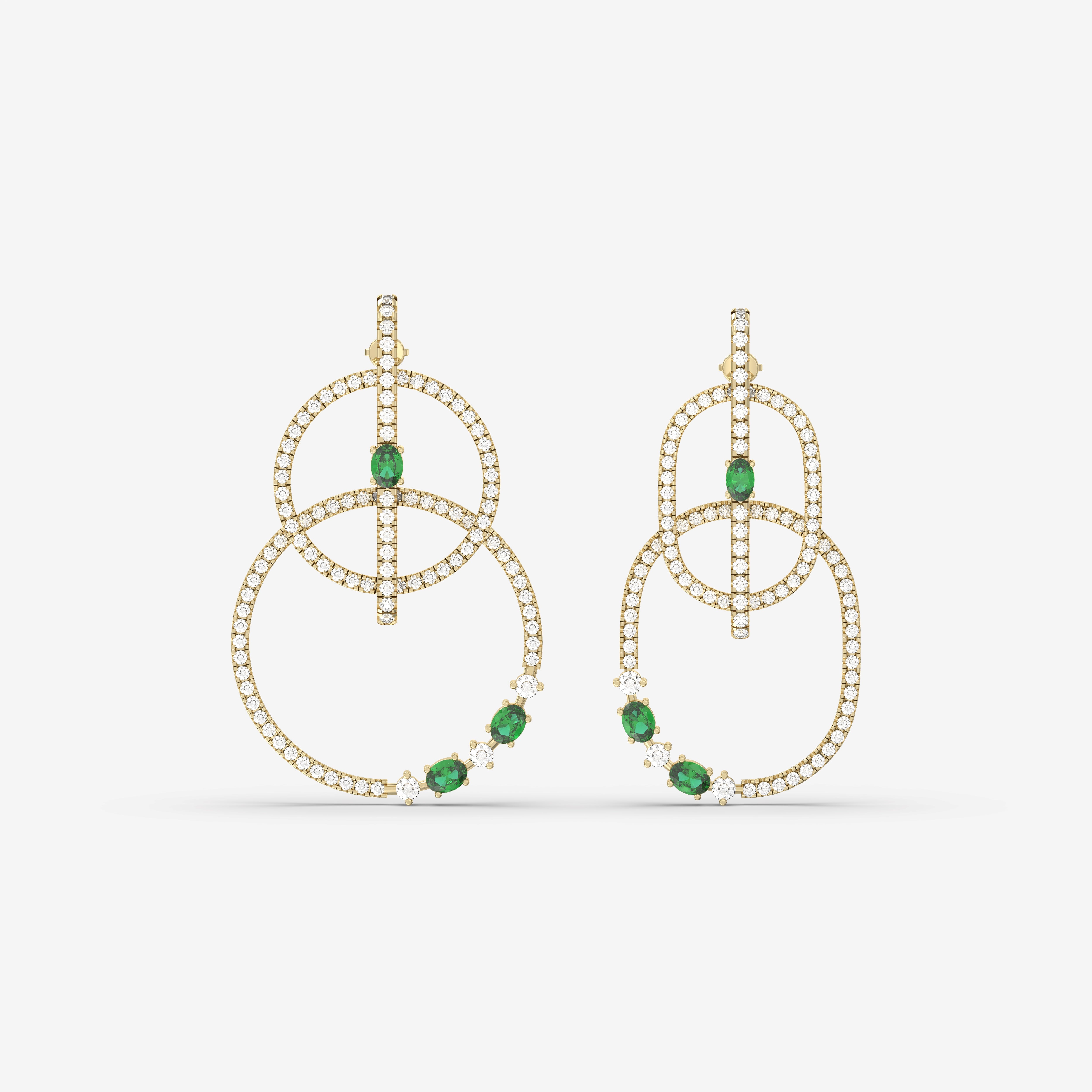 Absolute Diamond and Emerald Earring