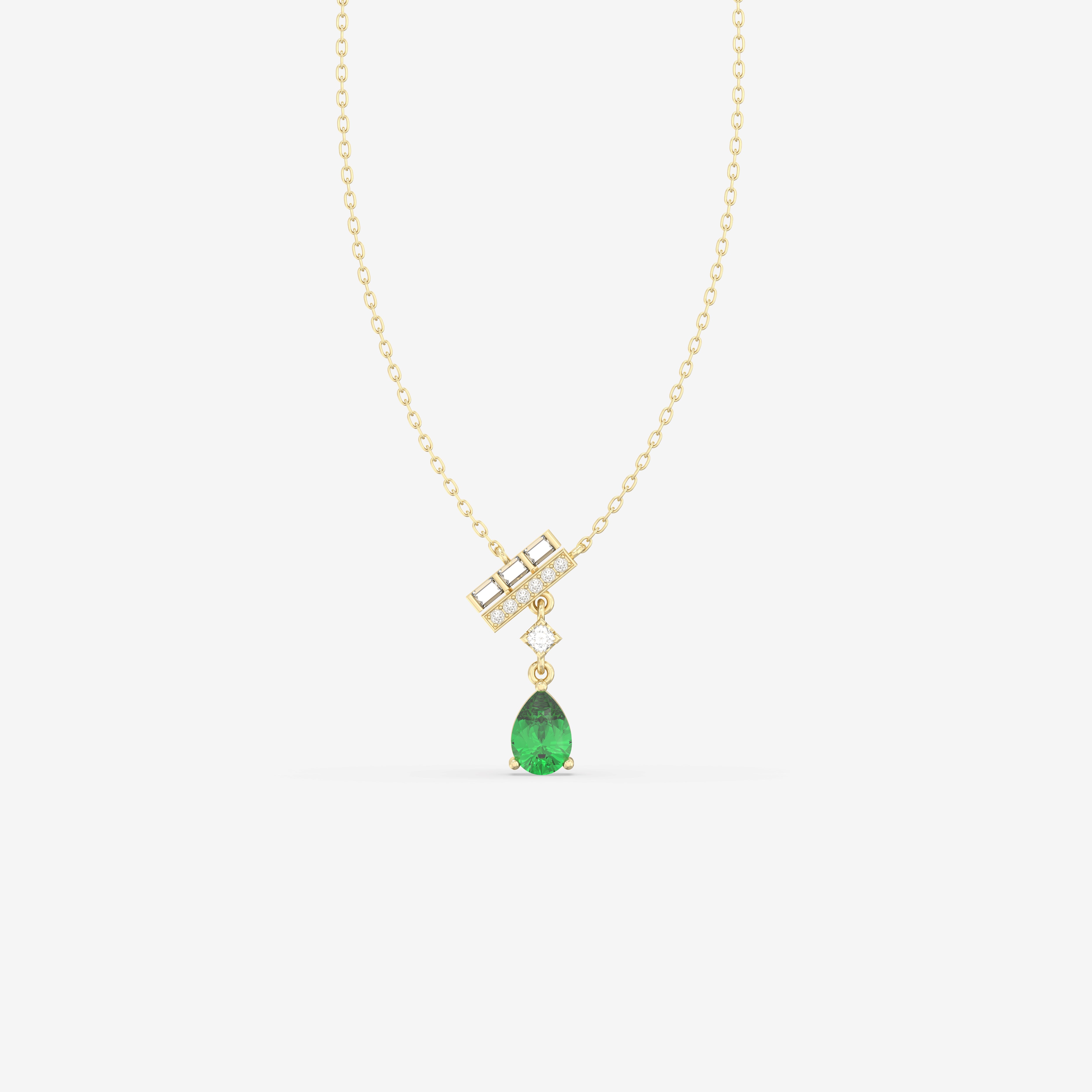 Romantic Hues Emerald Pendant with Diamonds