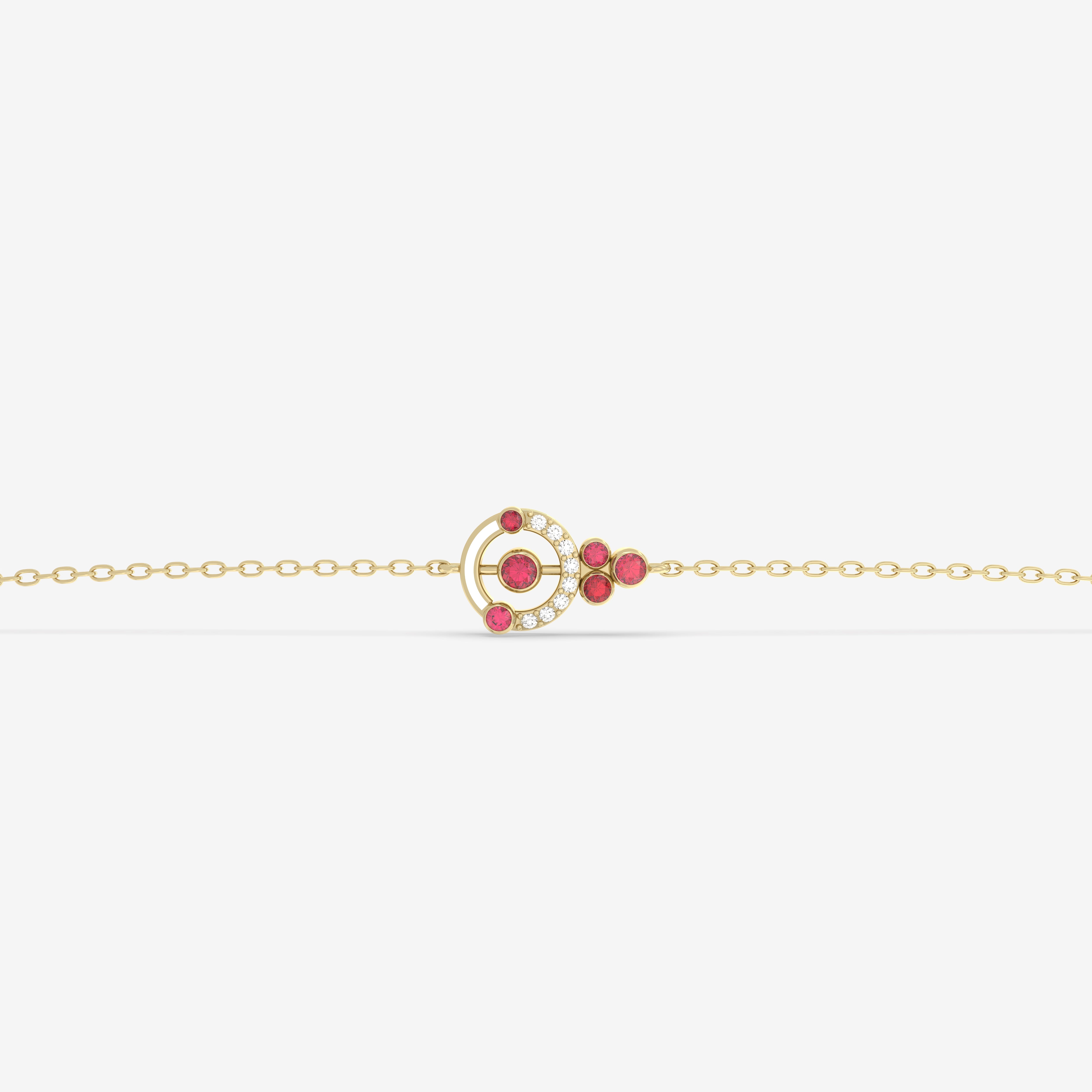 Romantic Hues Diamond and Ruby Bracelet with White Enamel
