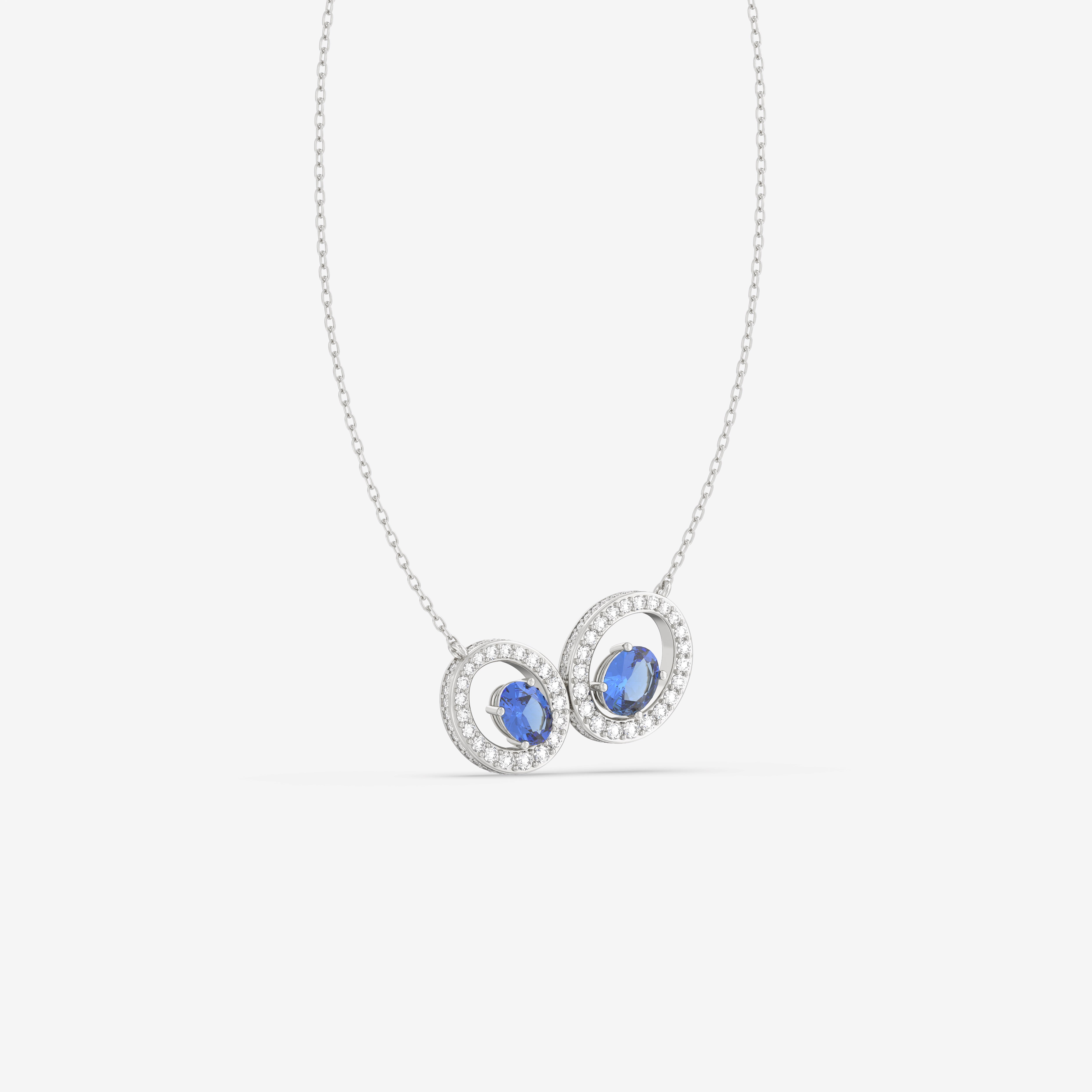 Allure Pendant with Round Diamonds and Oval Blue Sapphires