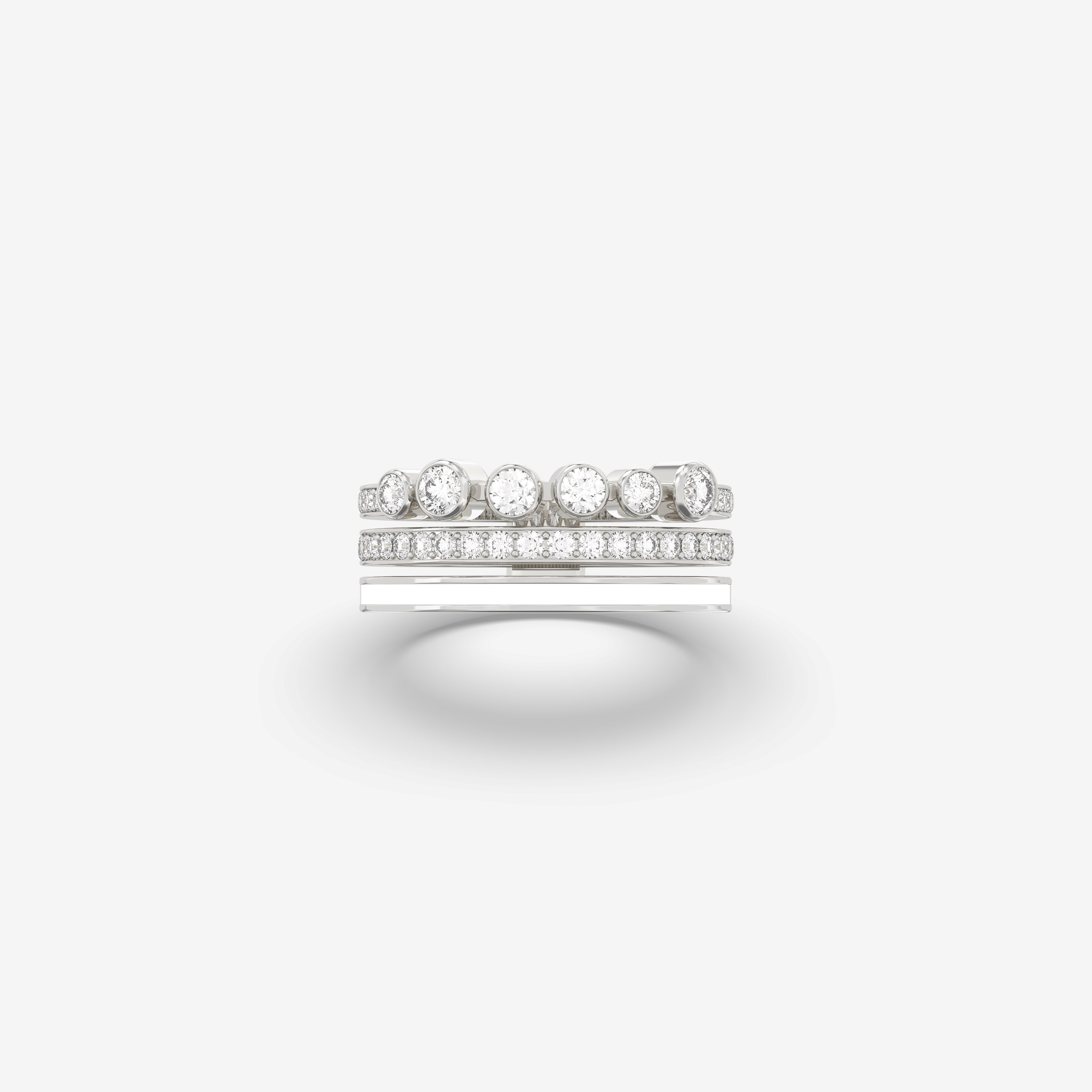 Astra Diamond Ring with White Enamel