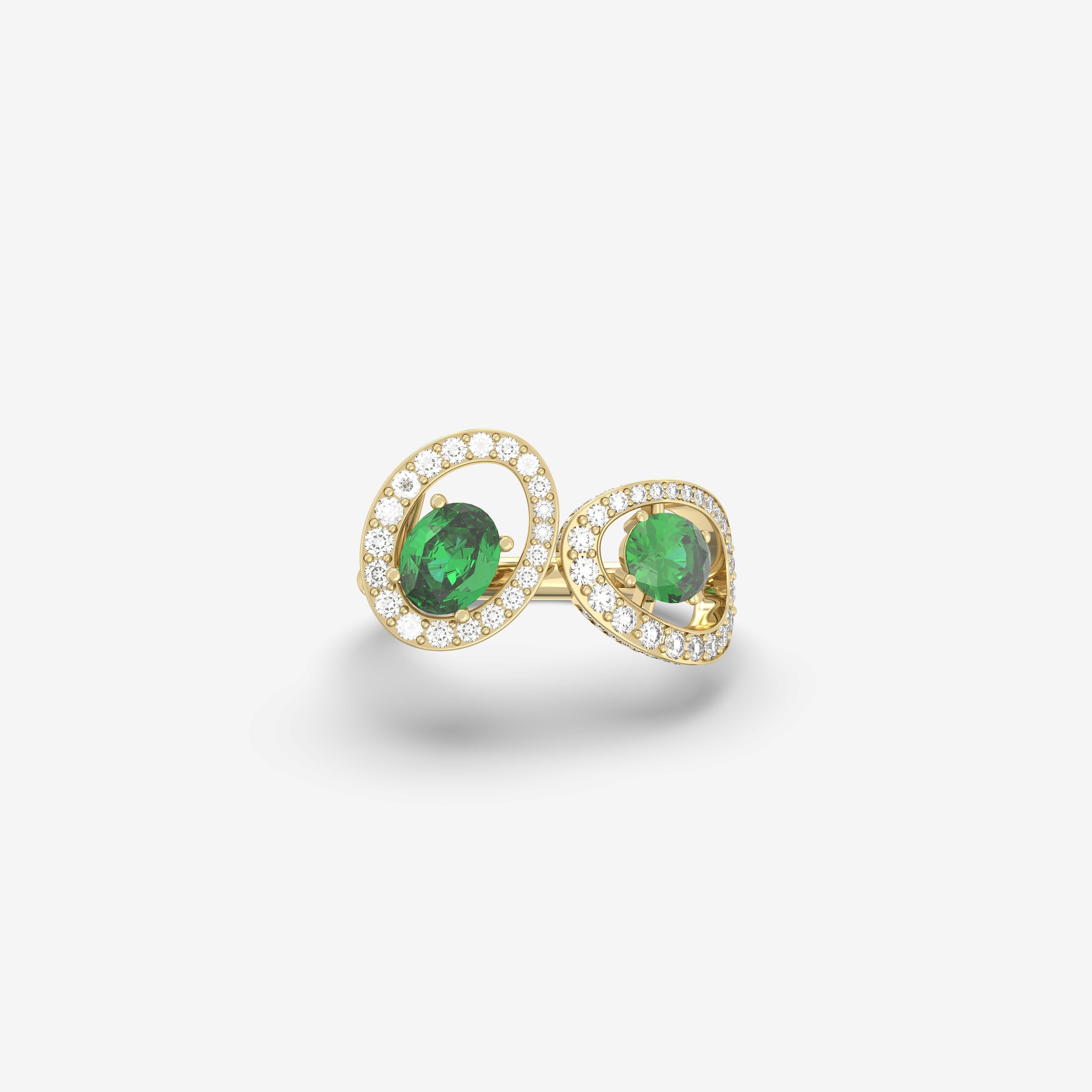 Allure Ring with Emeralds and Diamonds
