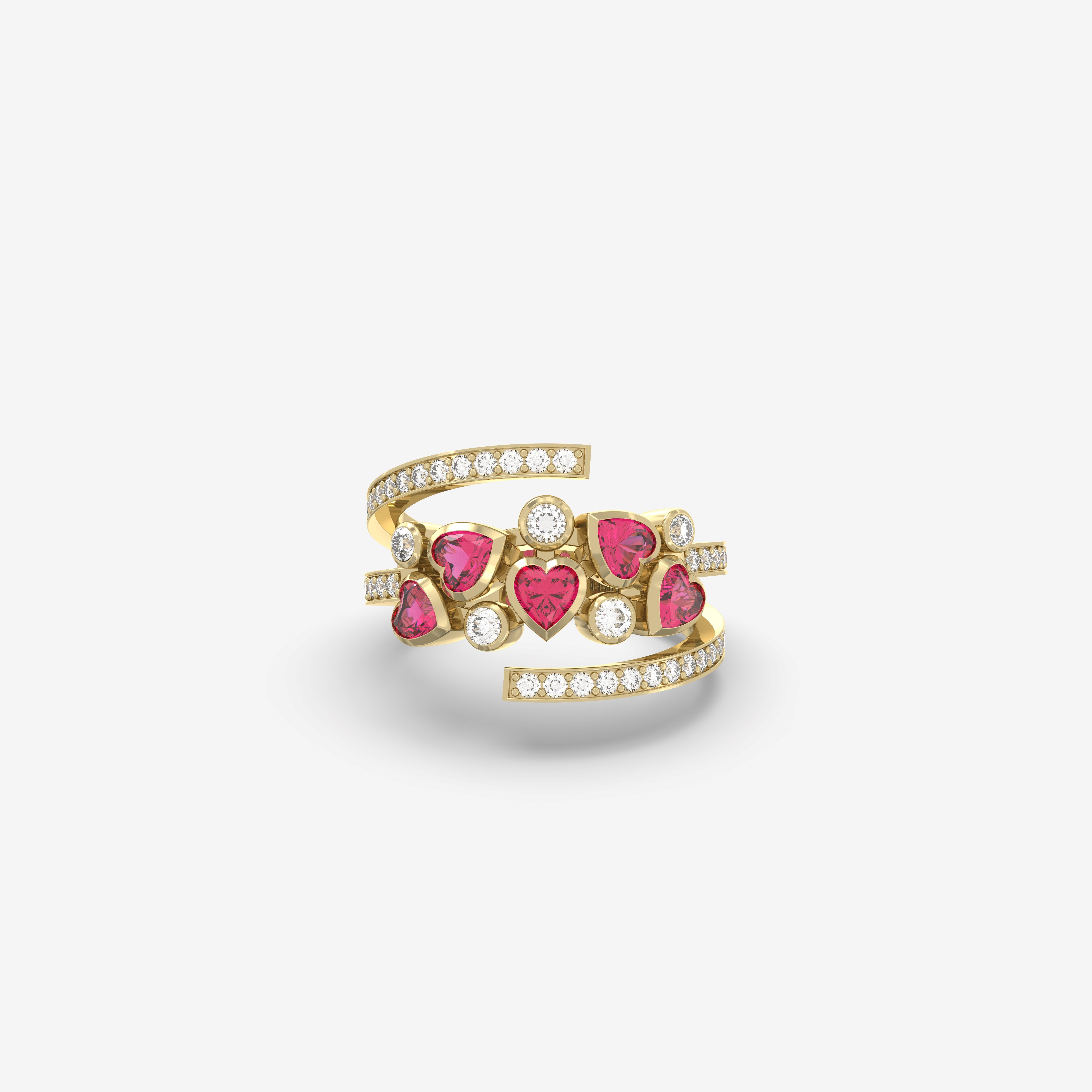 Romantic Hues Ring with Diamonds and Rubies