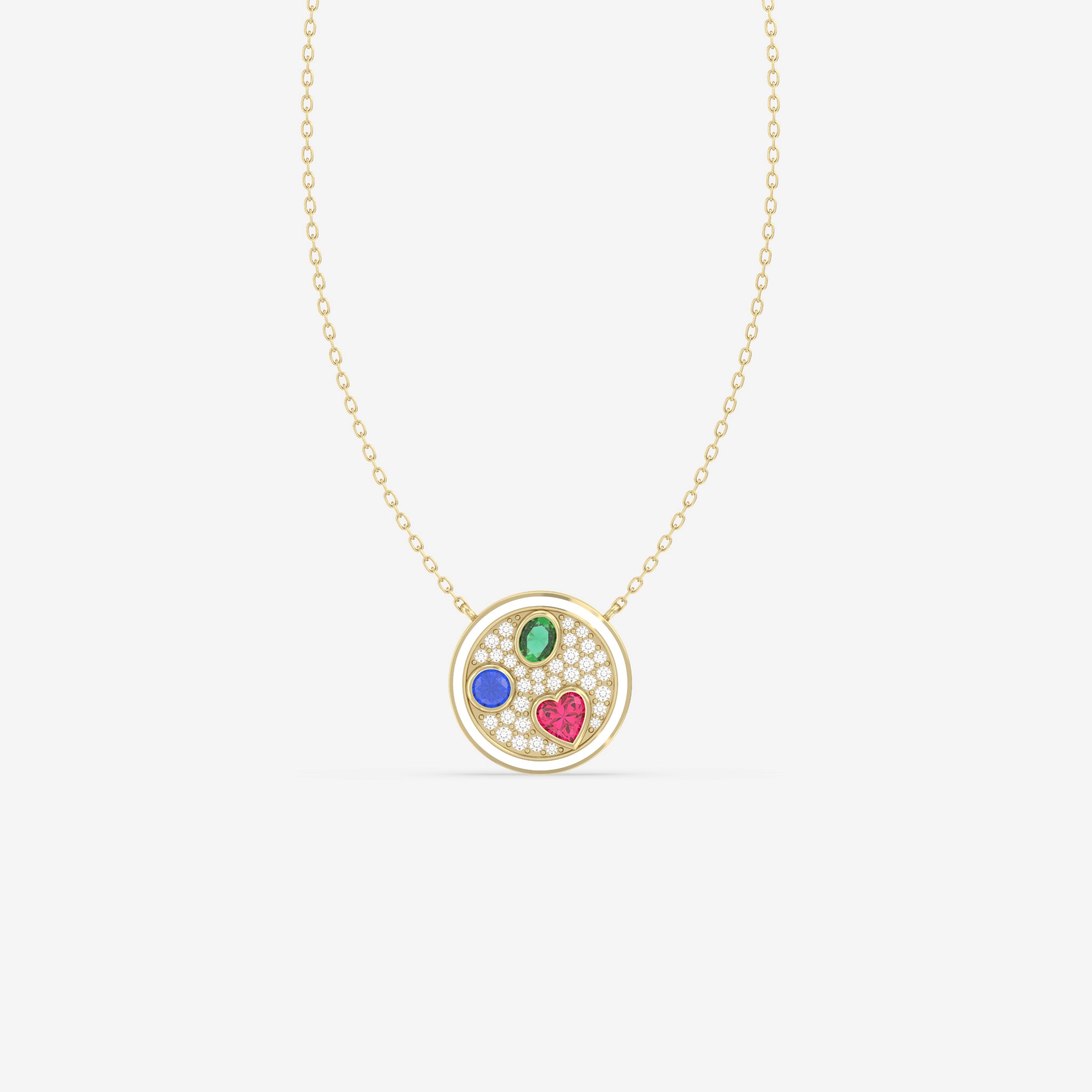 Romantic Hues Pendant with Ruby, Emerald and Blue Sapphire