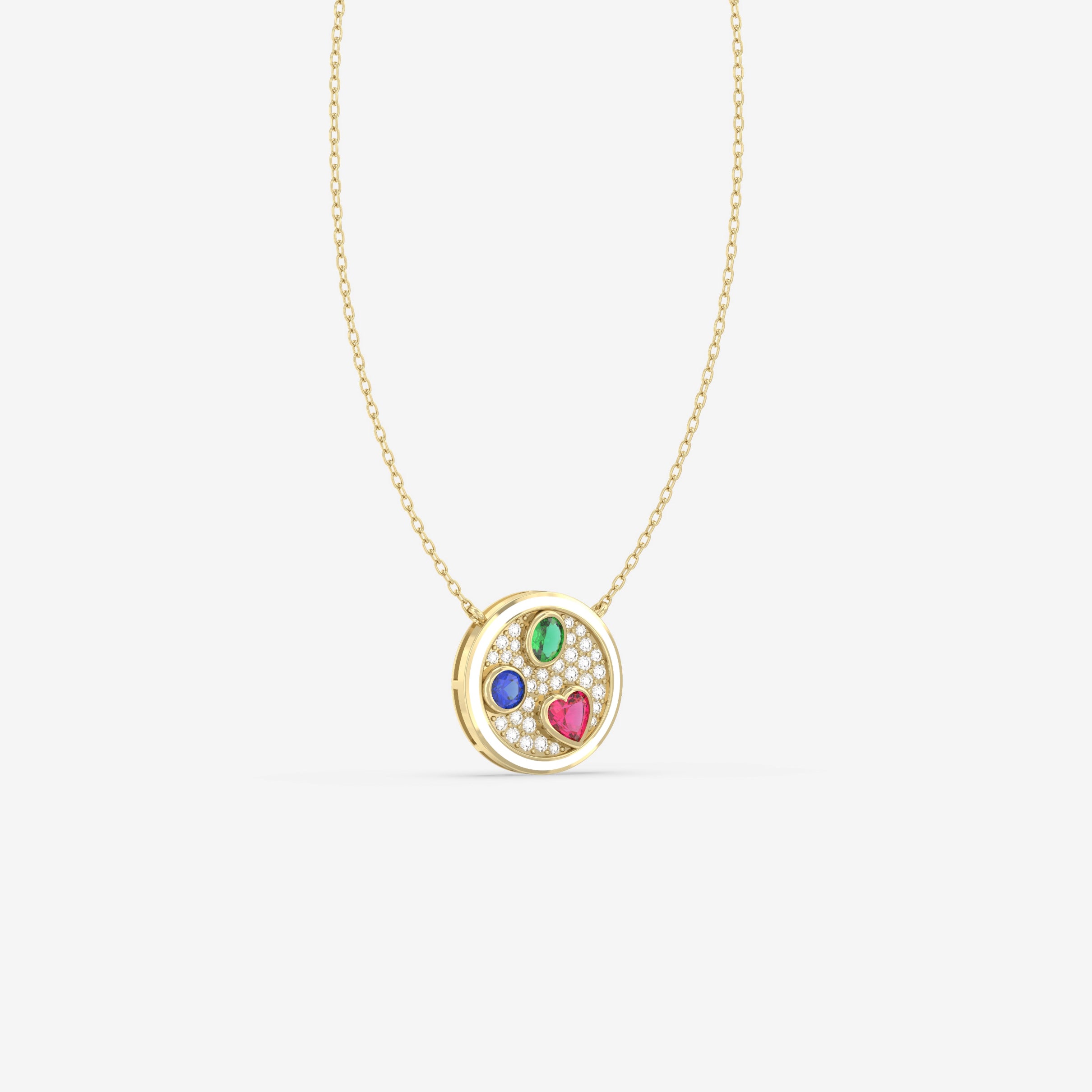 Romantic Hues Pendant with Ruby, Emerald and Blue Sapphire