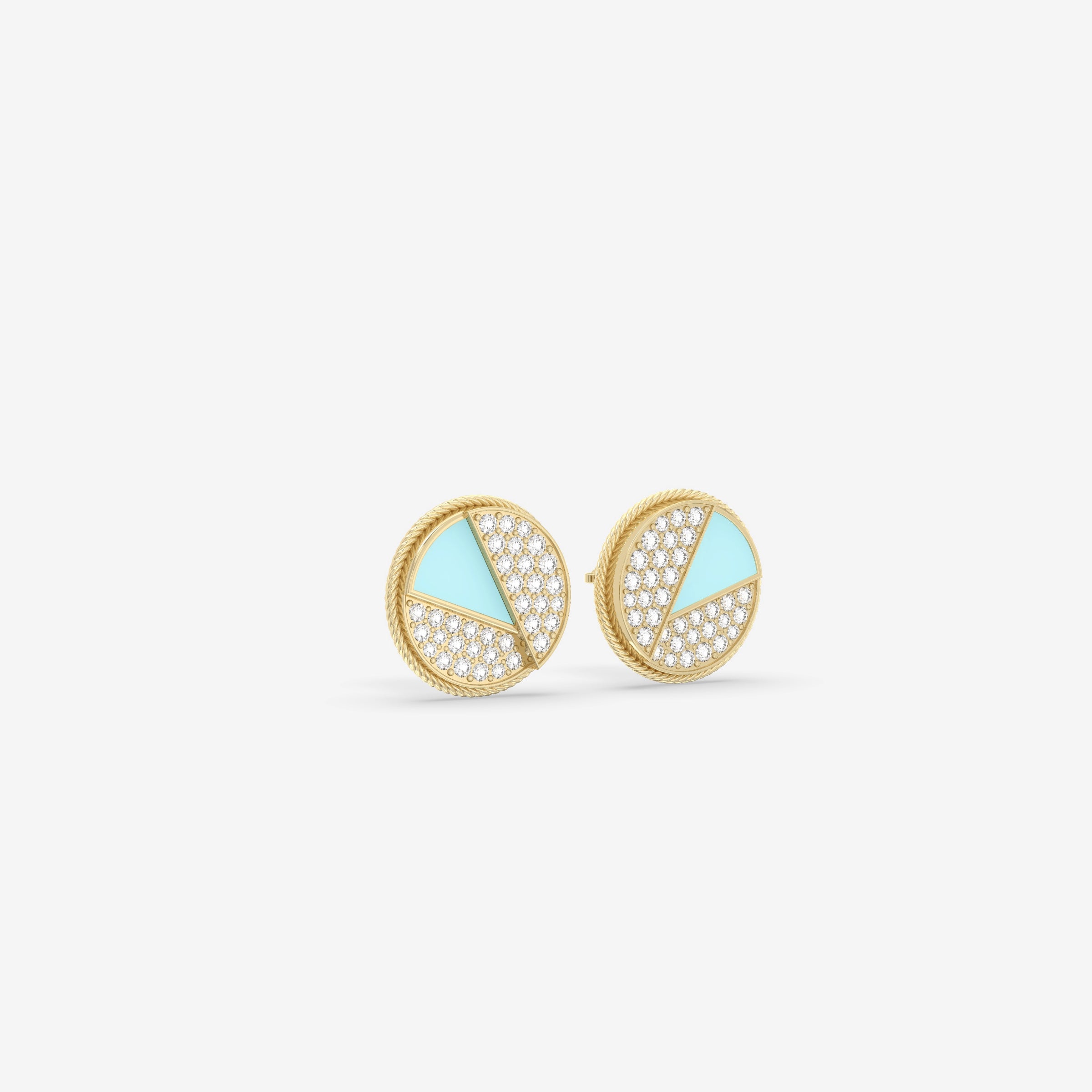 Eclipse Diamond Earring with Blue Enamel