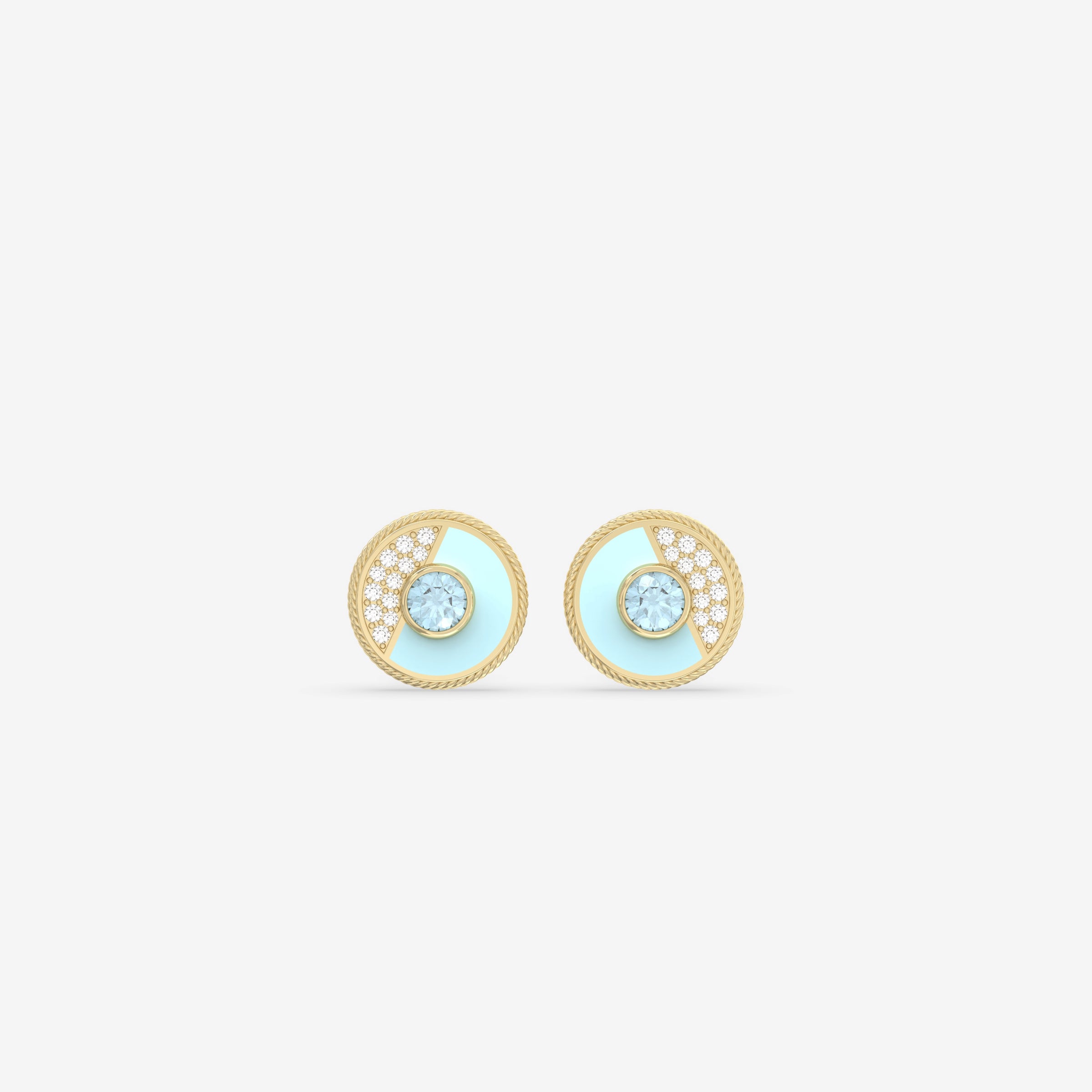 Eclipse Diamond Earring with Light Blue Enamel
