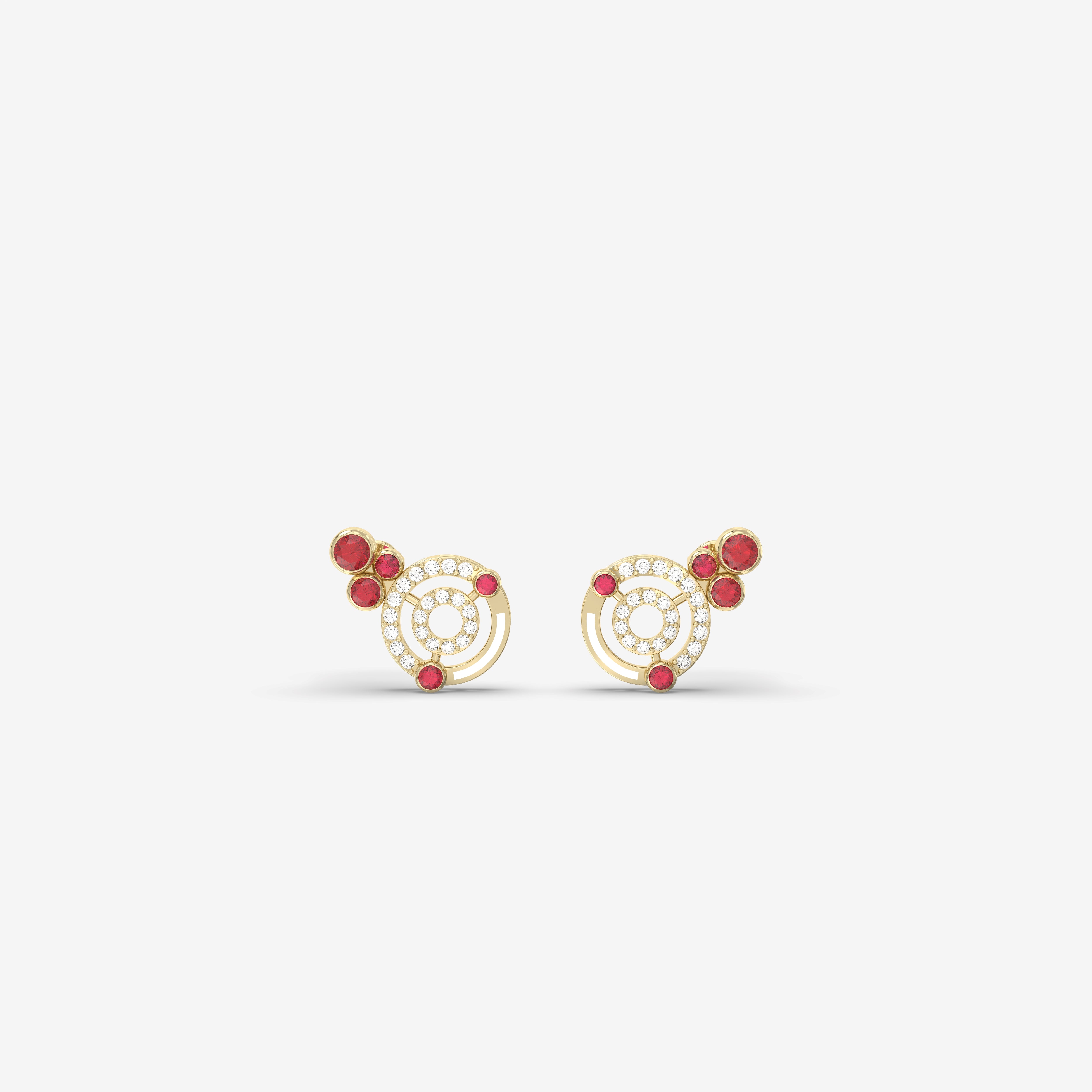 Romantic Hues Diamond and Ruby Earring with White Enamel