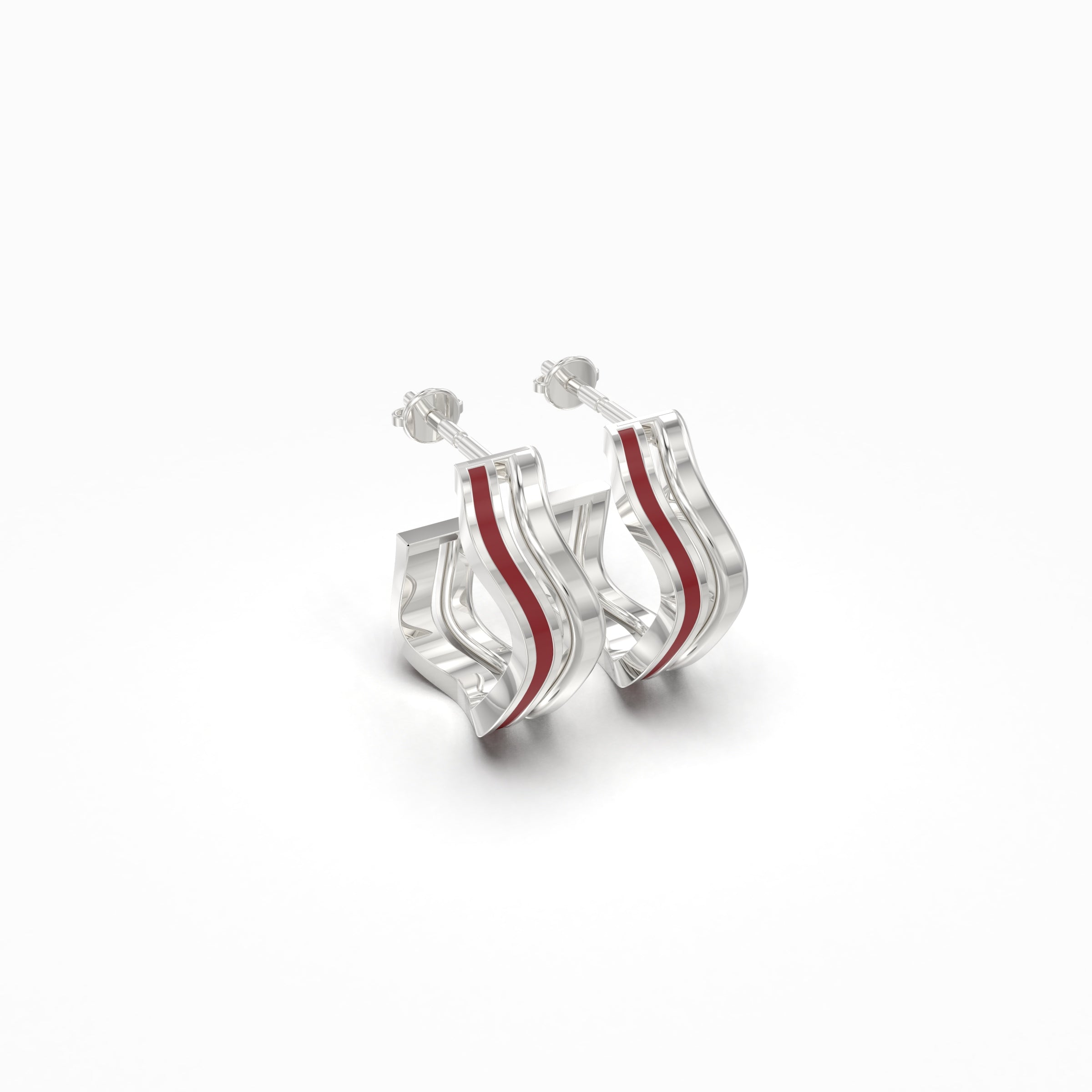 Cascade Earring with Red Enamel