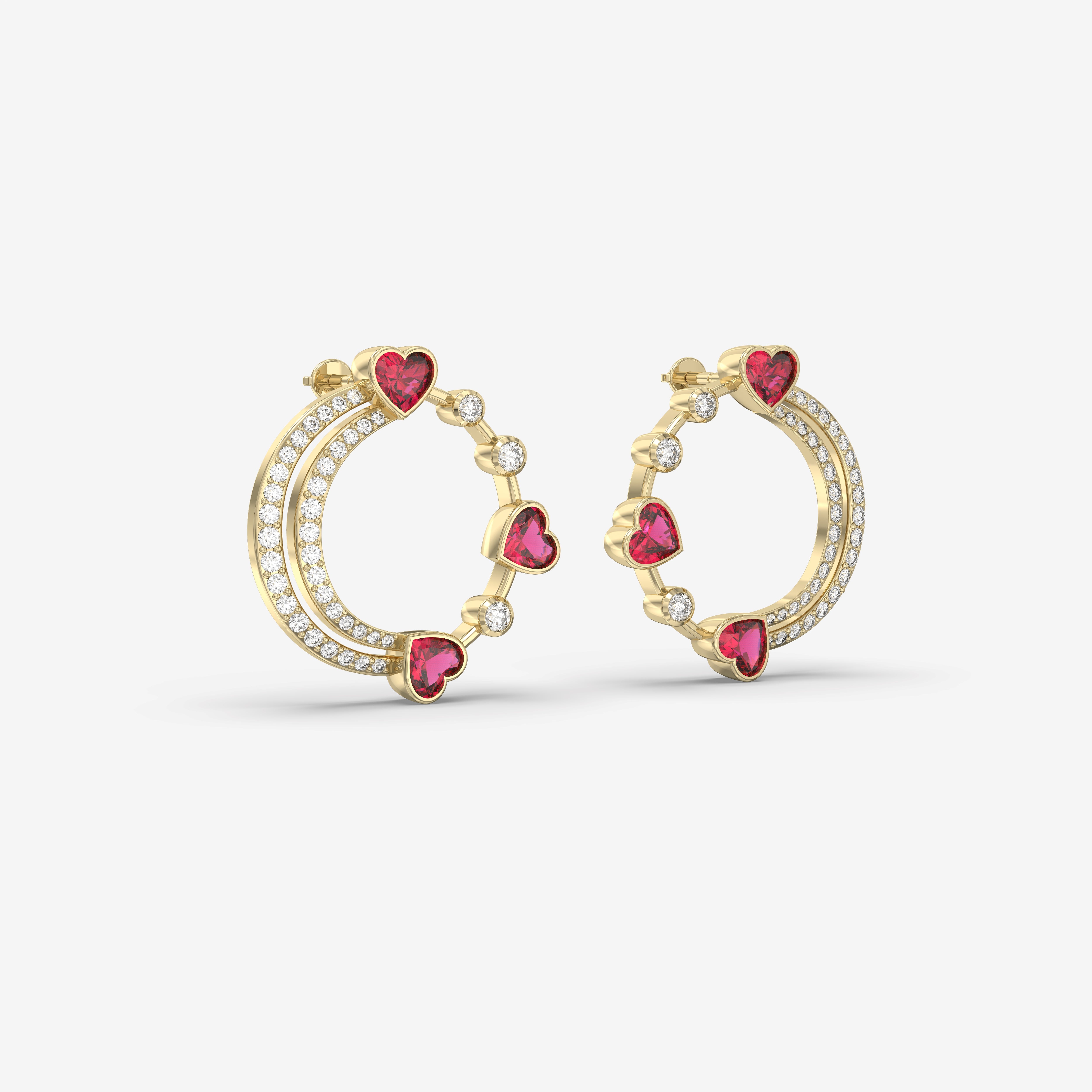 Romantic Hues Diamond and Ruby Earring