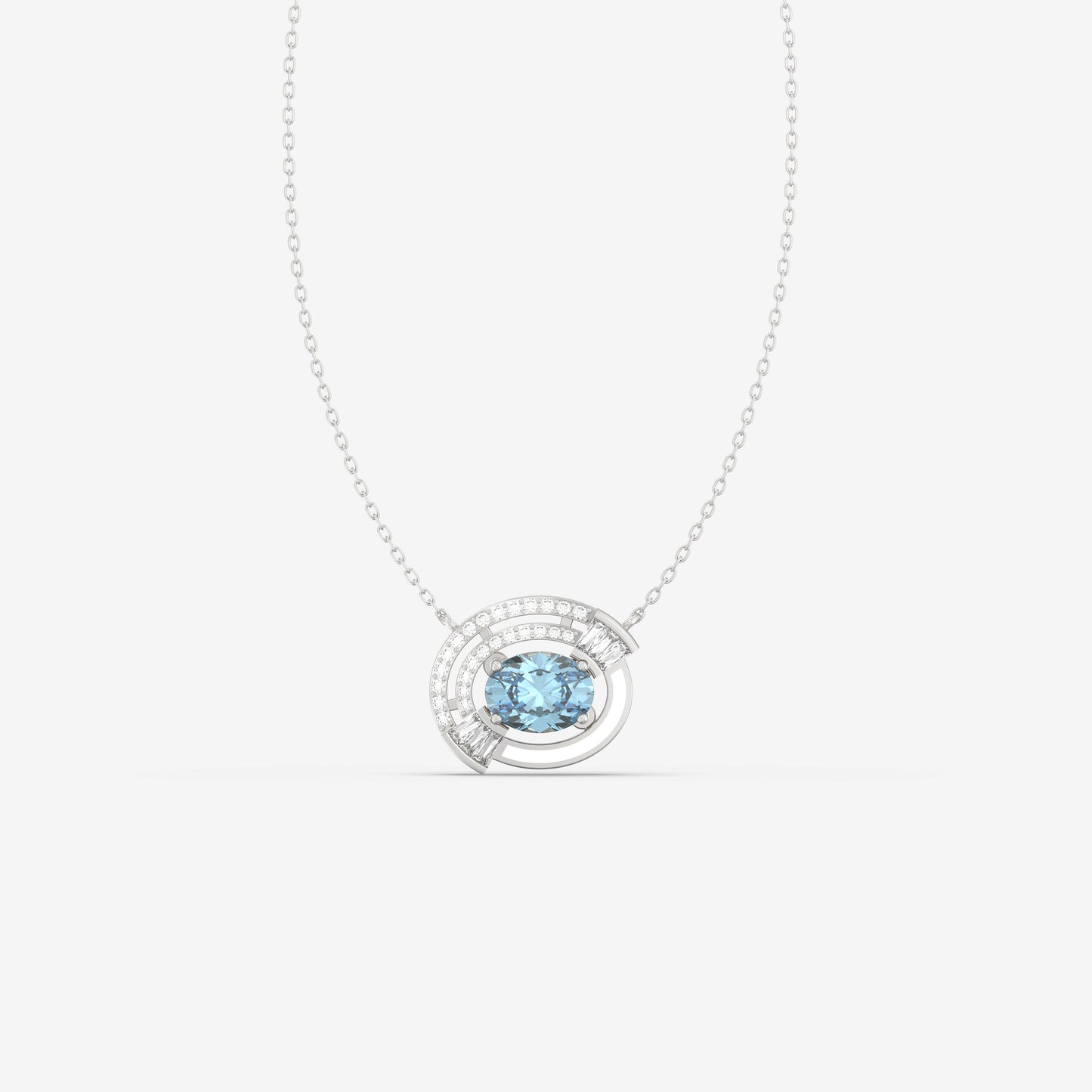 Diamond & Aquamarine Pendant with Enamel