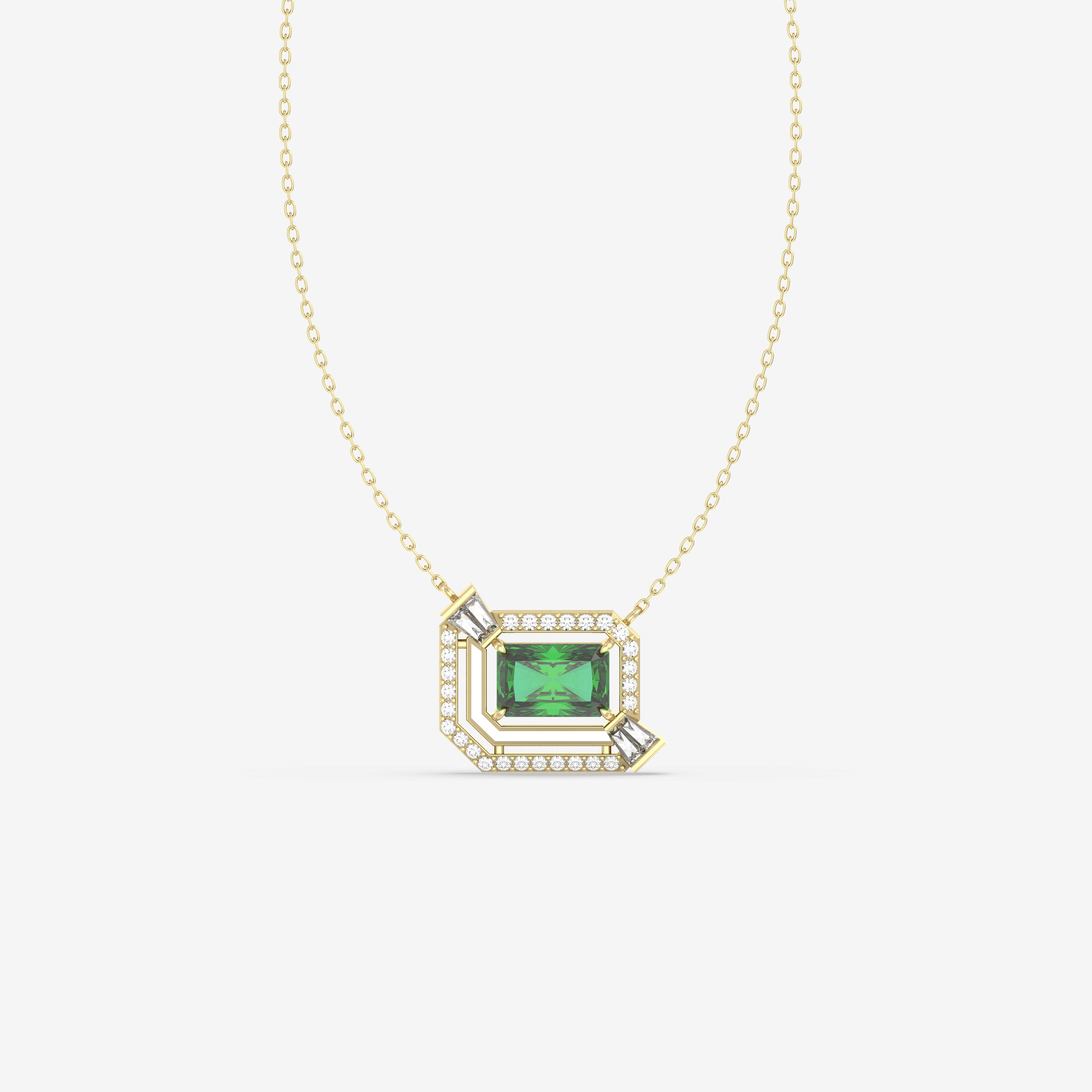 I Am Emerald Pendant with Round and Baguette Diamonds
