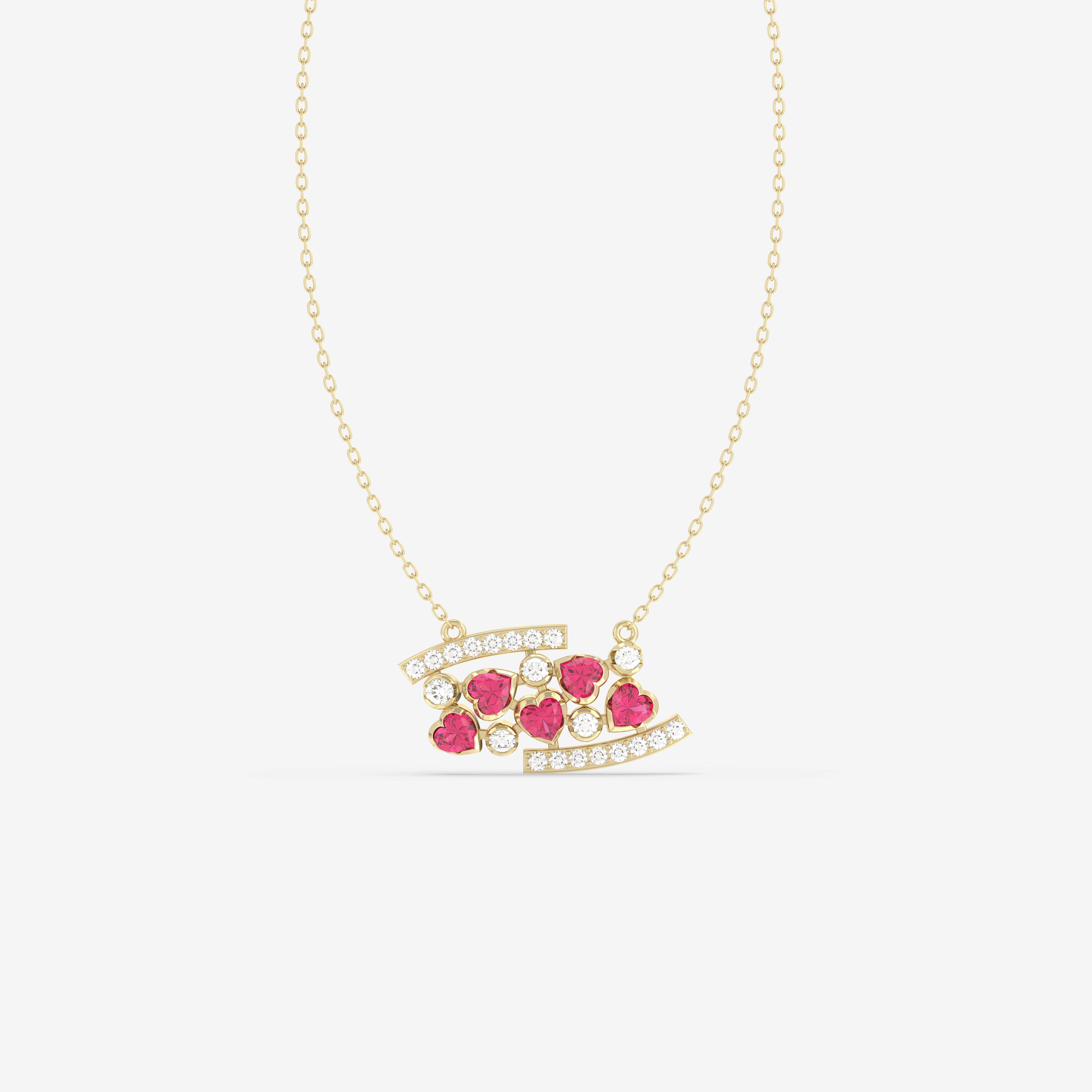 Romantic Hues Pendant with Diamonds and Rubies