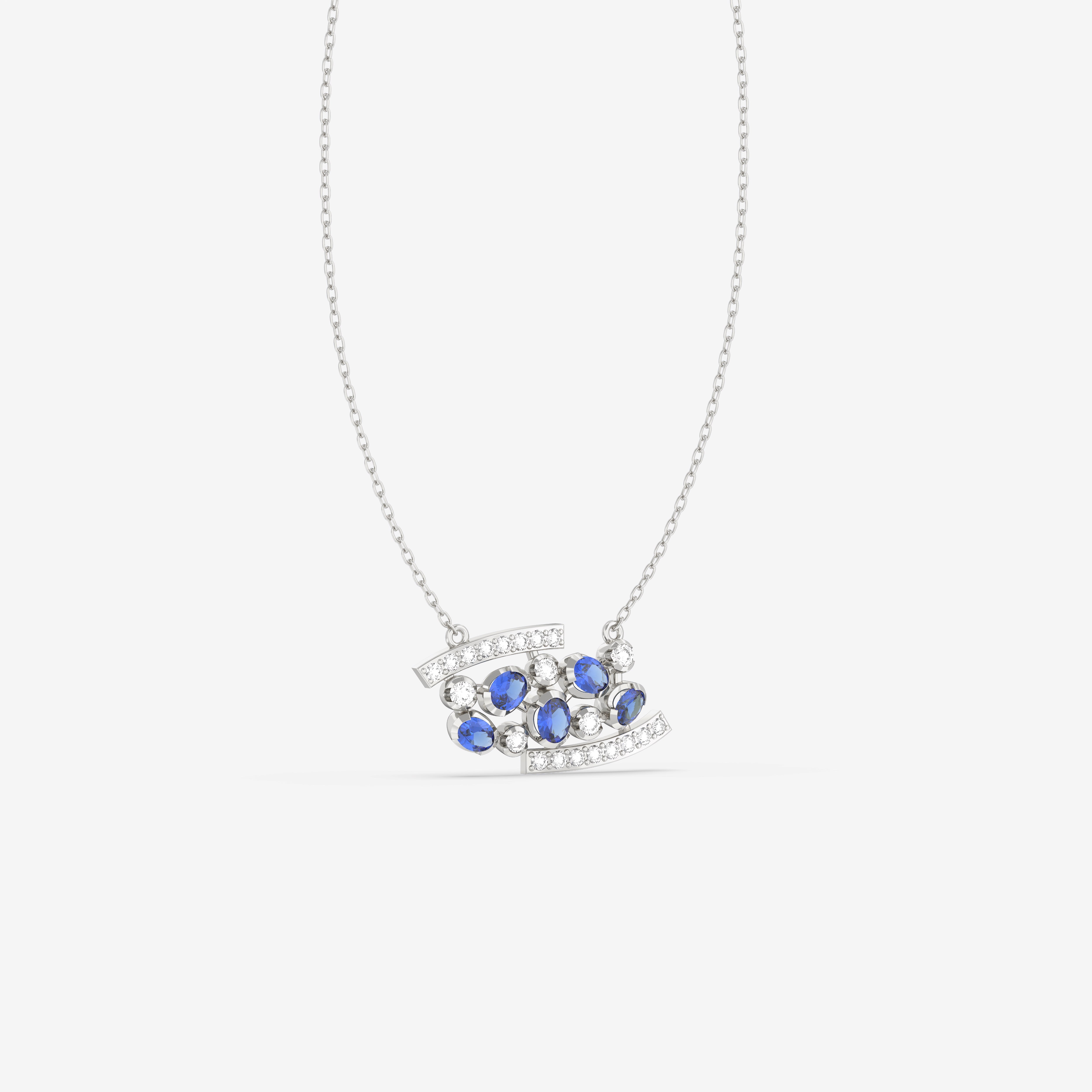 Romantic Hues Pendant with Diamond and Blue Sapphire