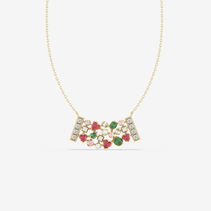 Diamond, Ruby, Emerald, and Pink Sapphire Pendant