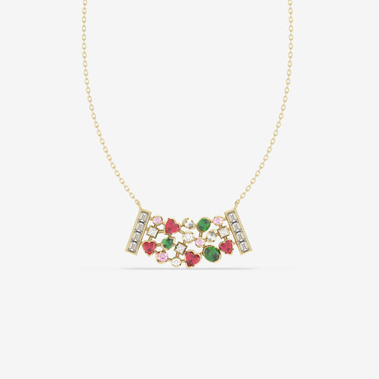 Diamond, Ruby, Emerald, and Pink Sapphire Pendant