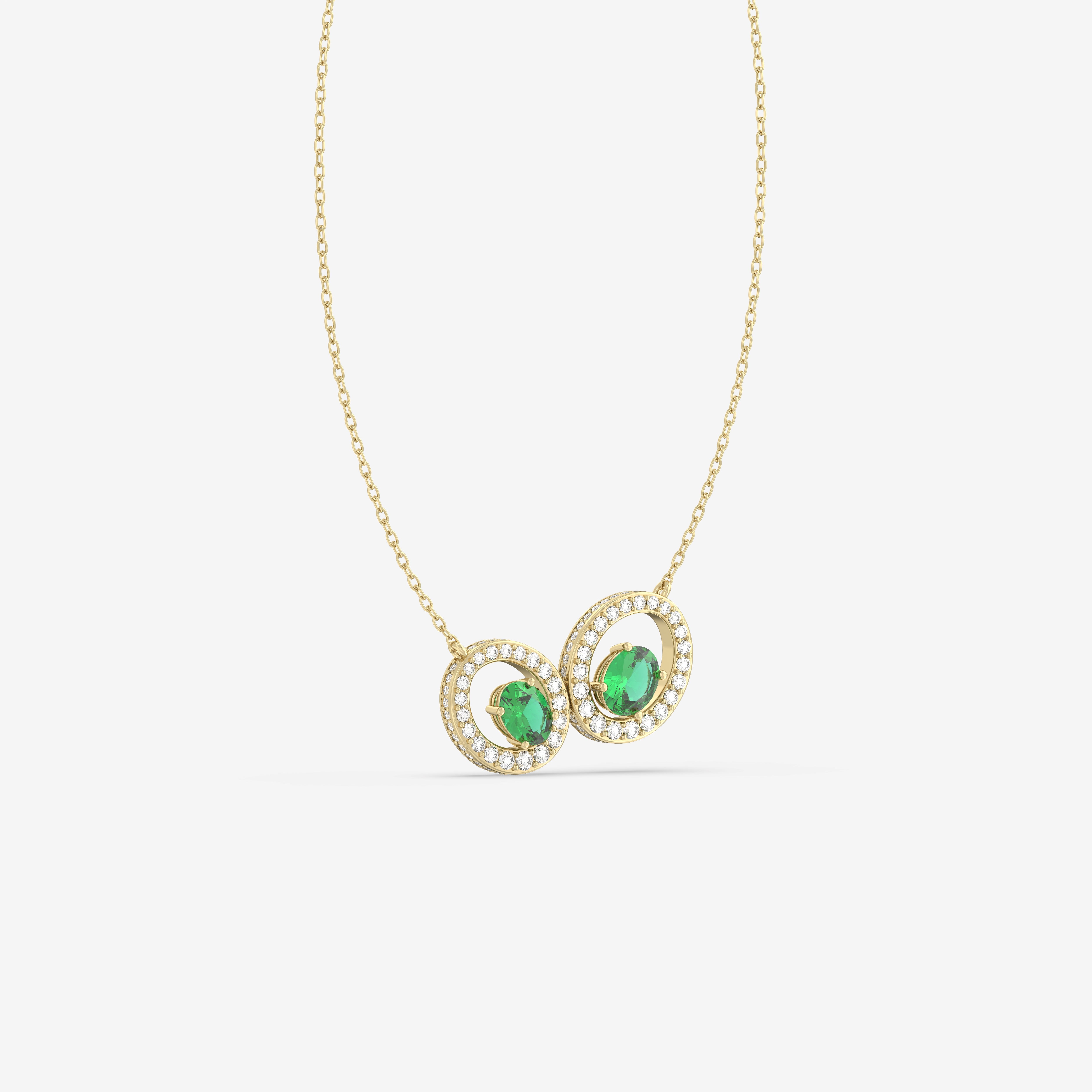 Allure Pendant with Round Diamonds and Oval Emeralds