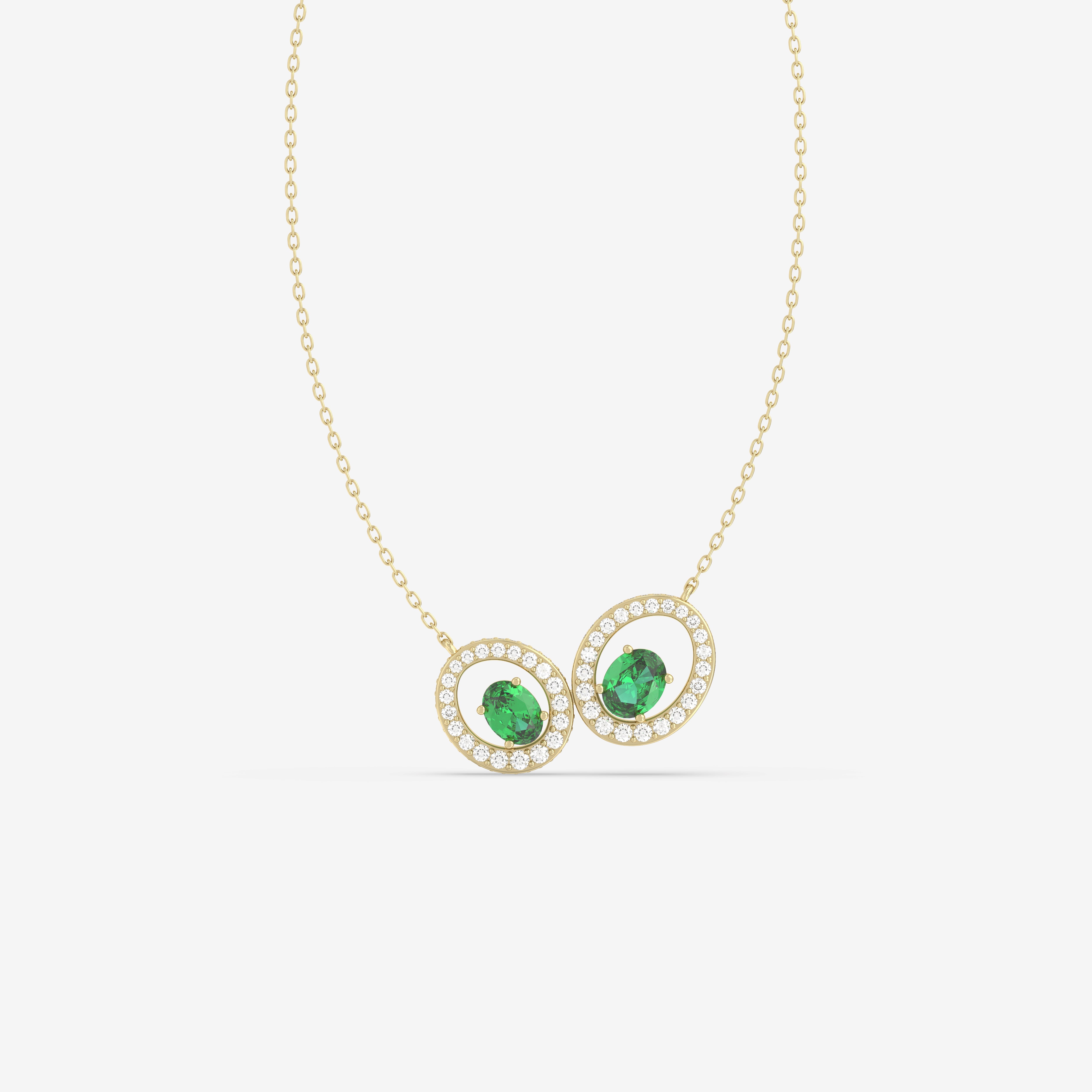 Allure Pendant with Round Diamonds and Oval Emeralds