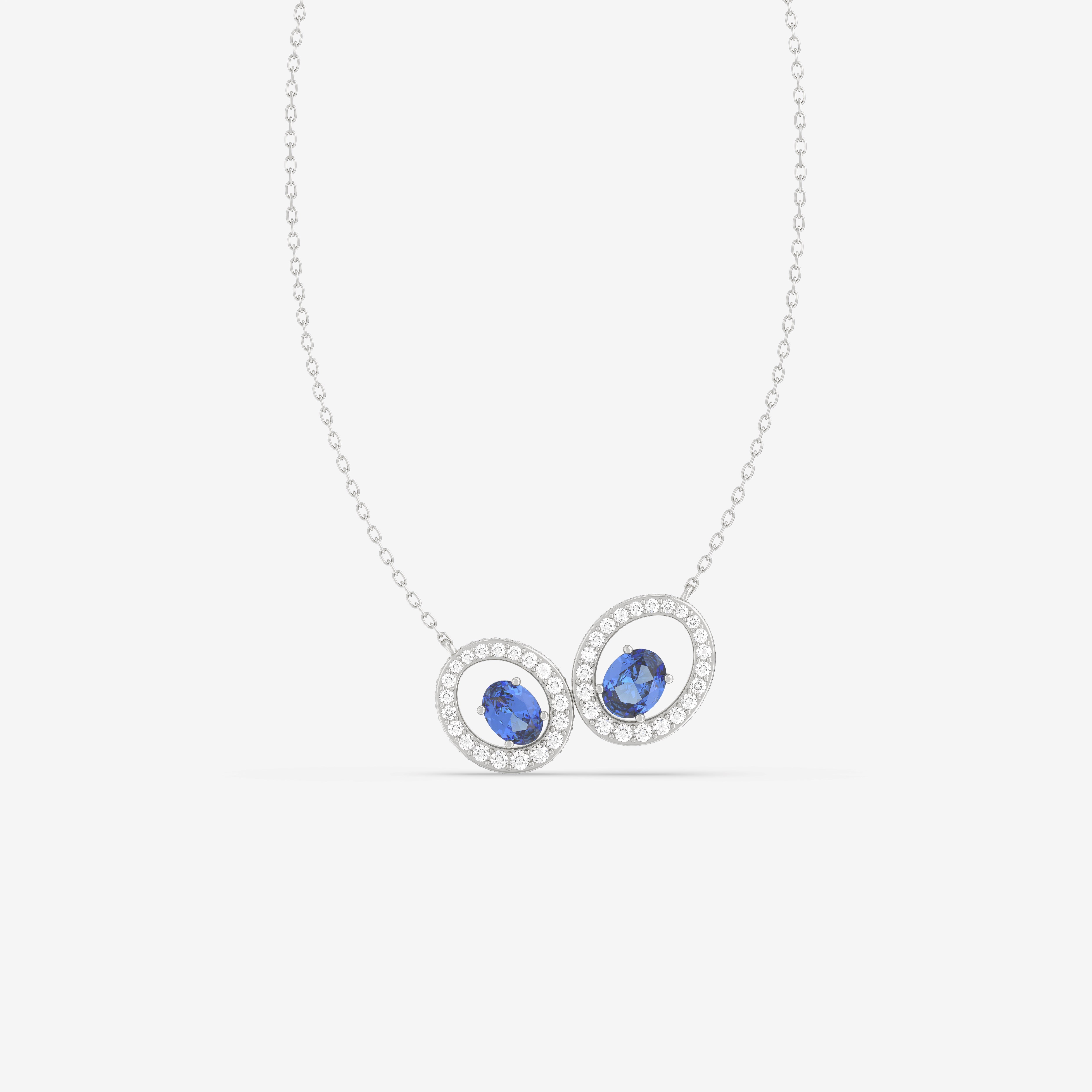 Allure Pendant with Round Diamonds and Oval Blue Sapphires