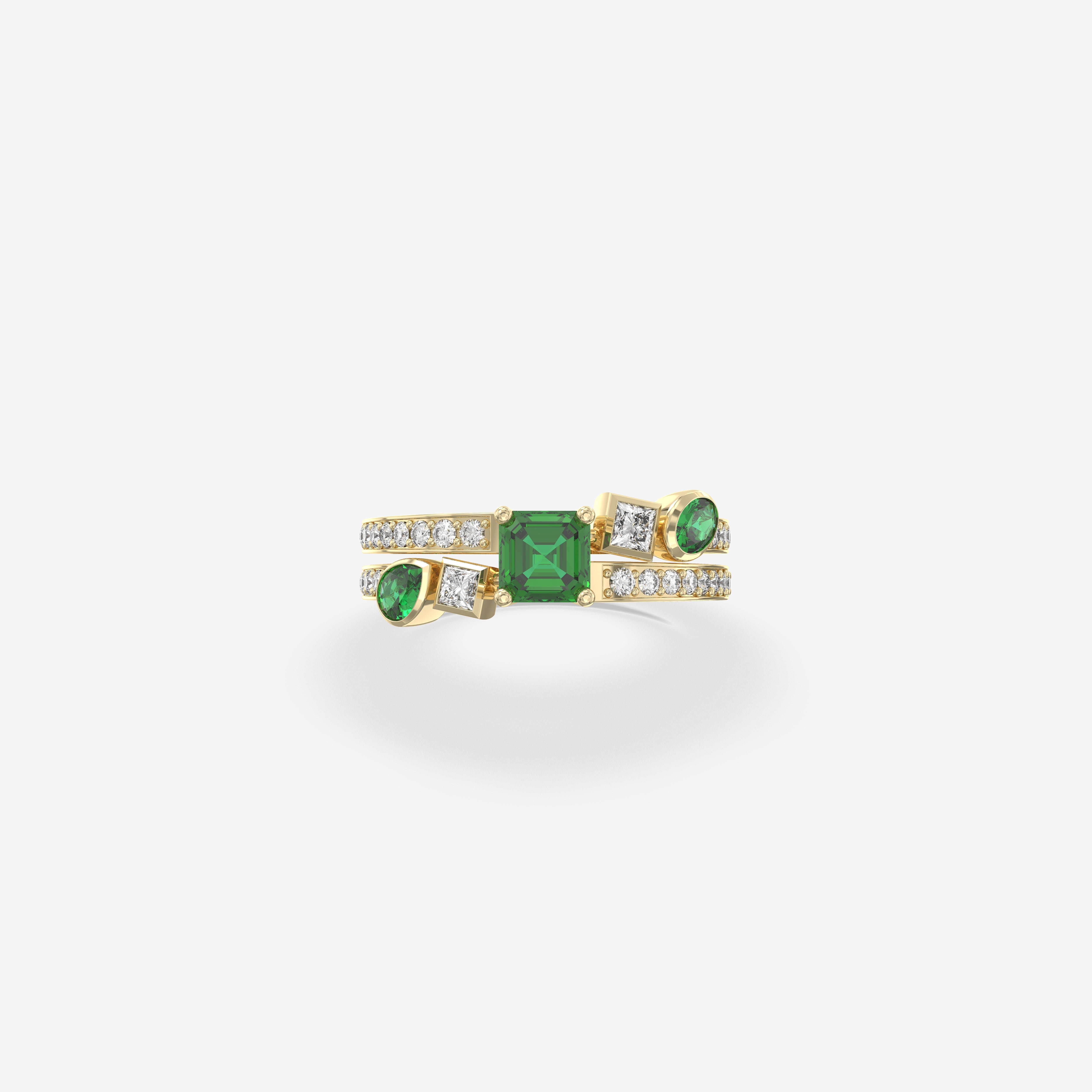 Everlast Diamond and Emerald Ring