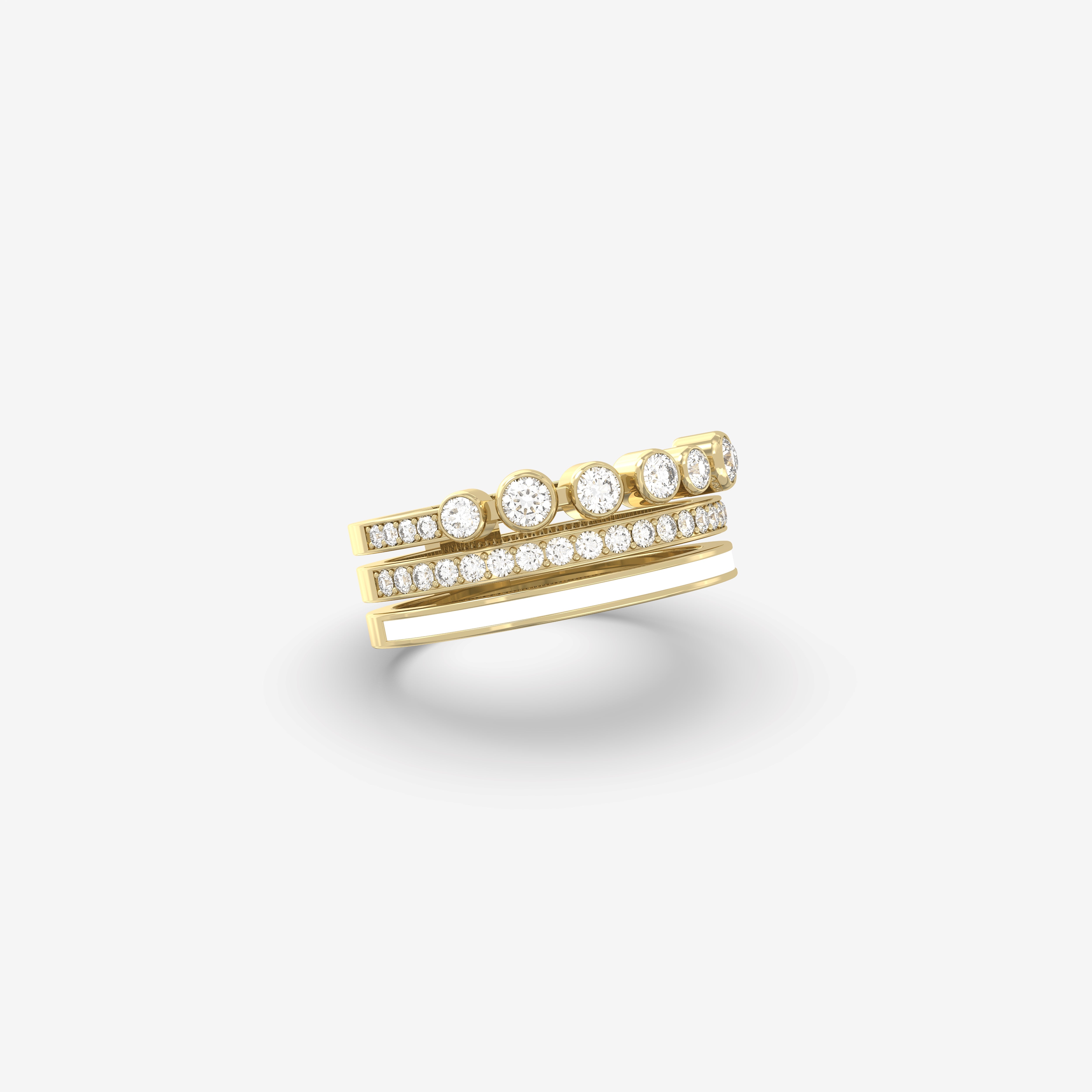 Astra Diamond Ring with White Enamel