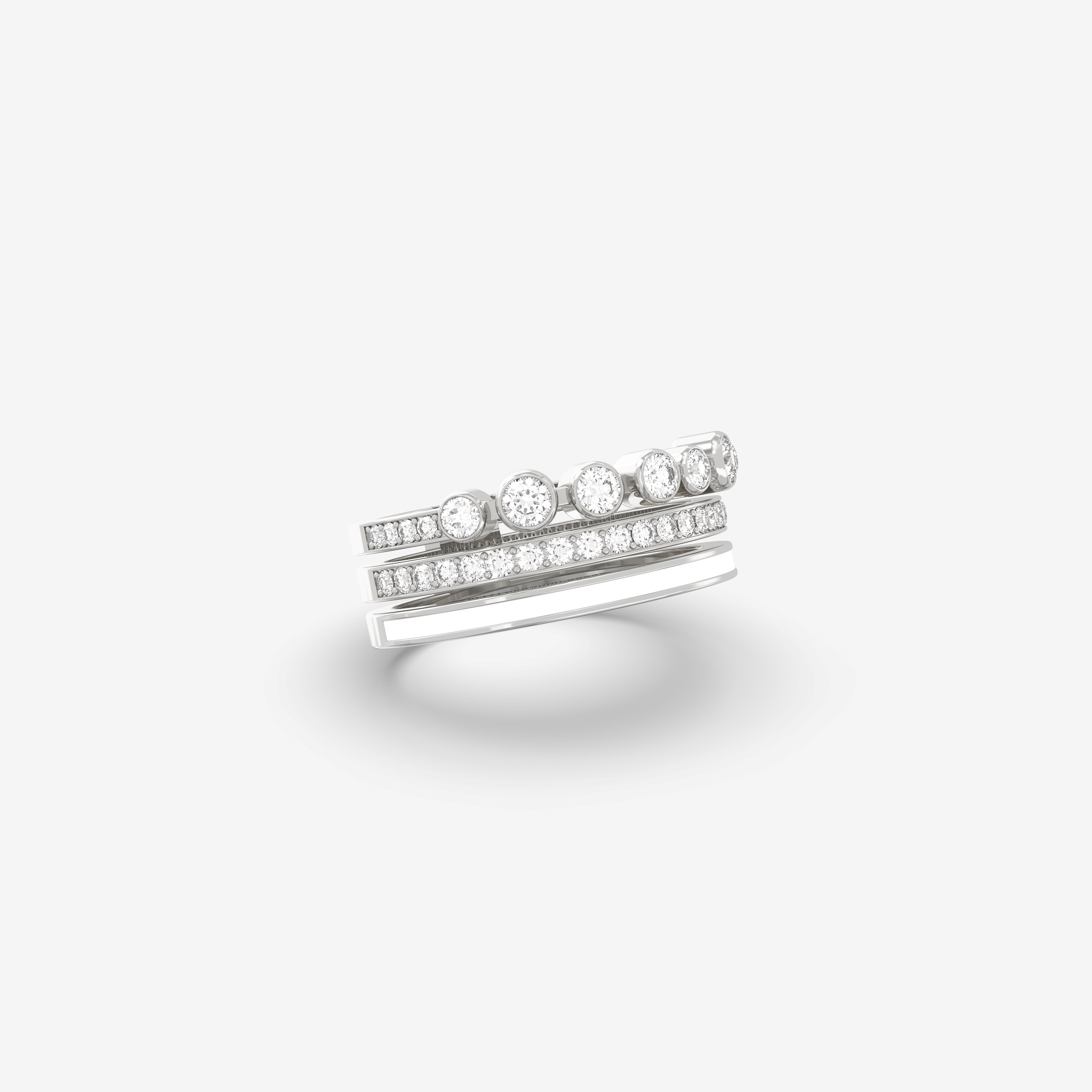 Astra Diamond Ring with White Enamel