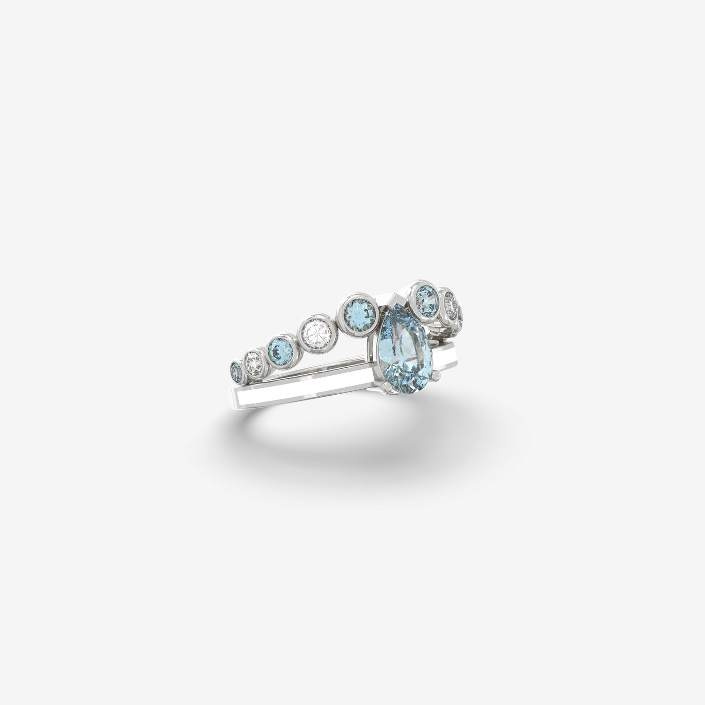 Diamond & Aquamarine Ring