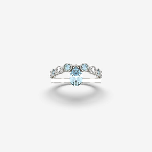 Diamond & Aquamarine Ring
