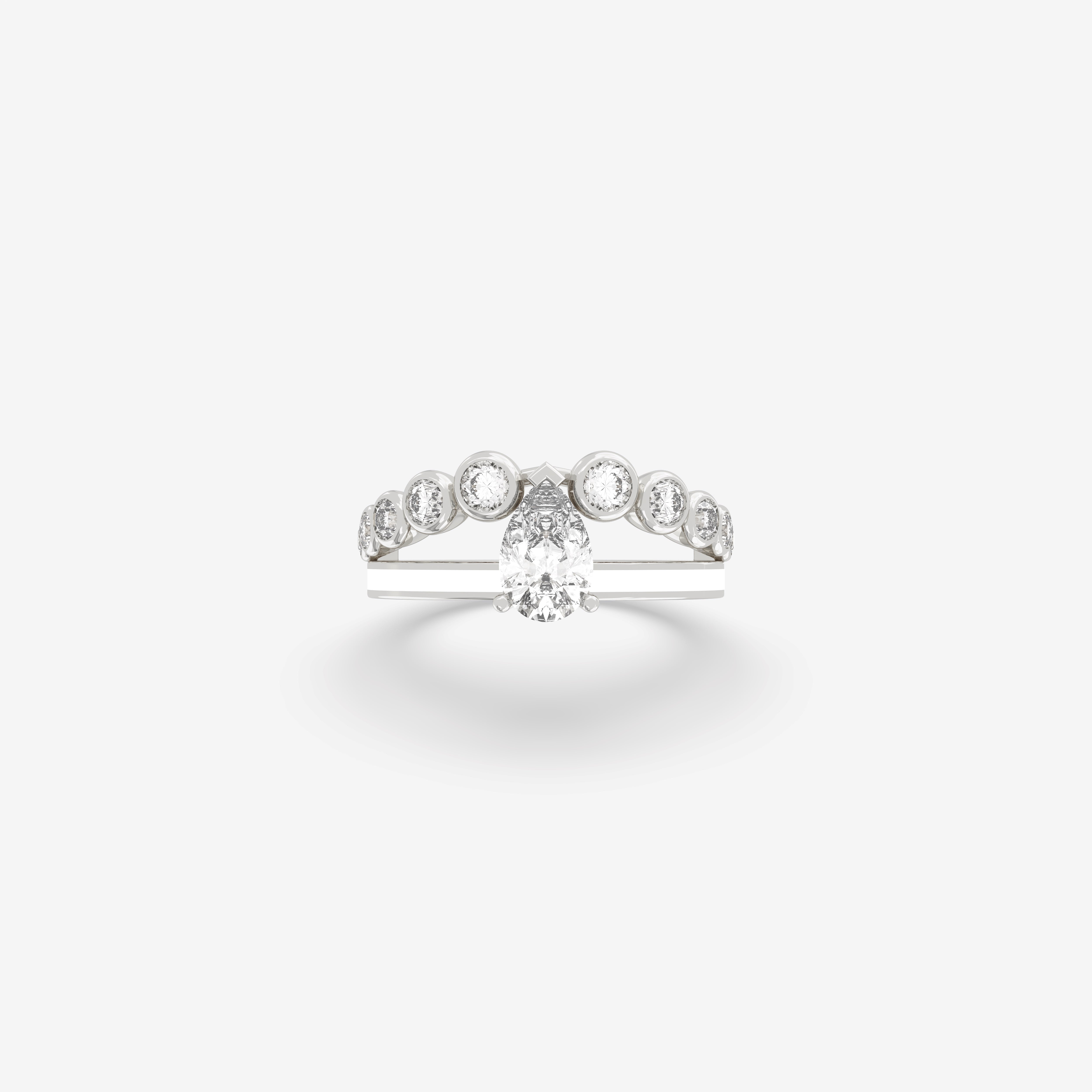 Astra Diamond Ring with White Enamel