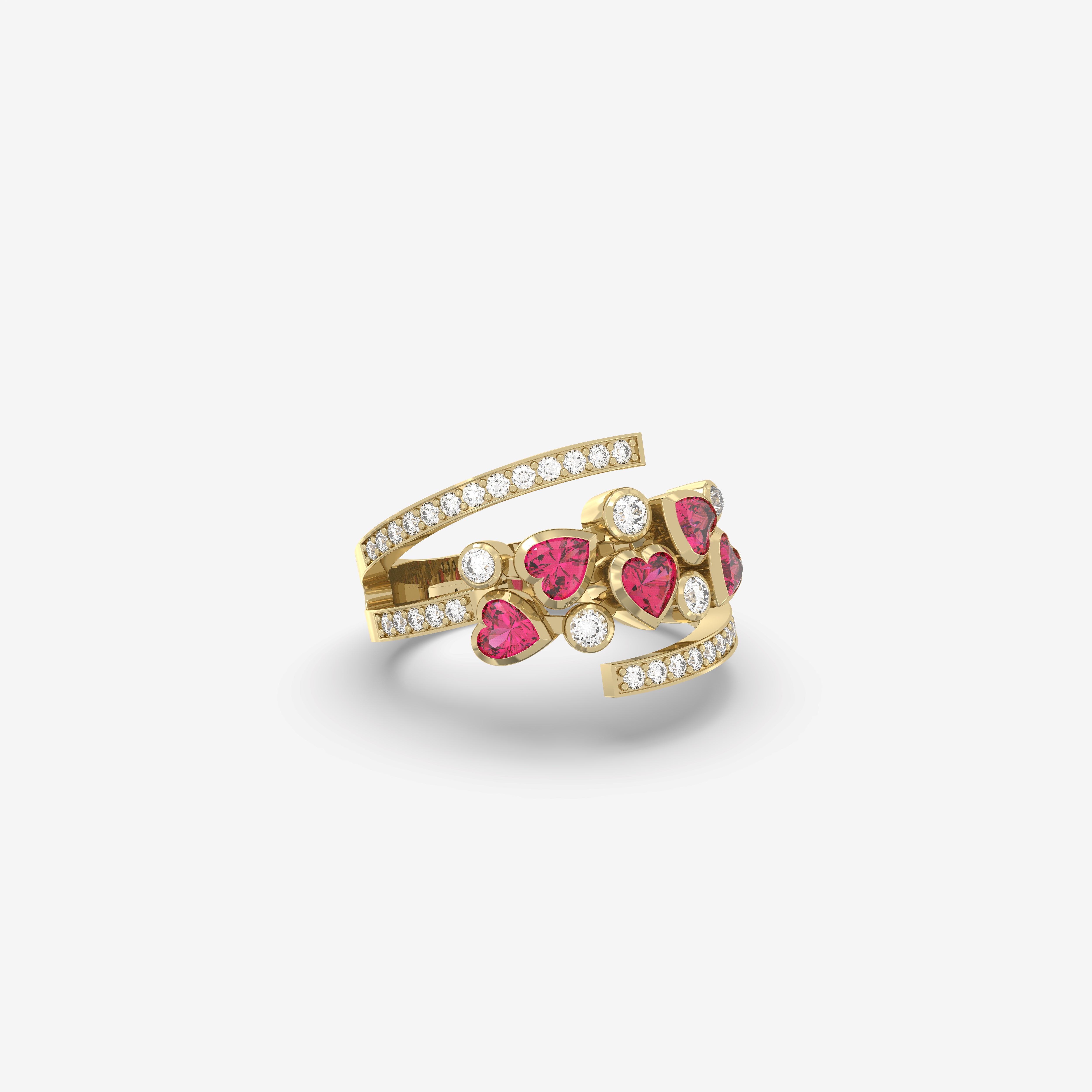 Romantic Hues Ring with Diamonds and Rubies