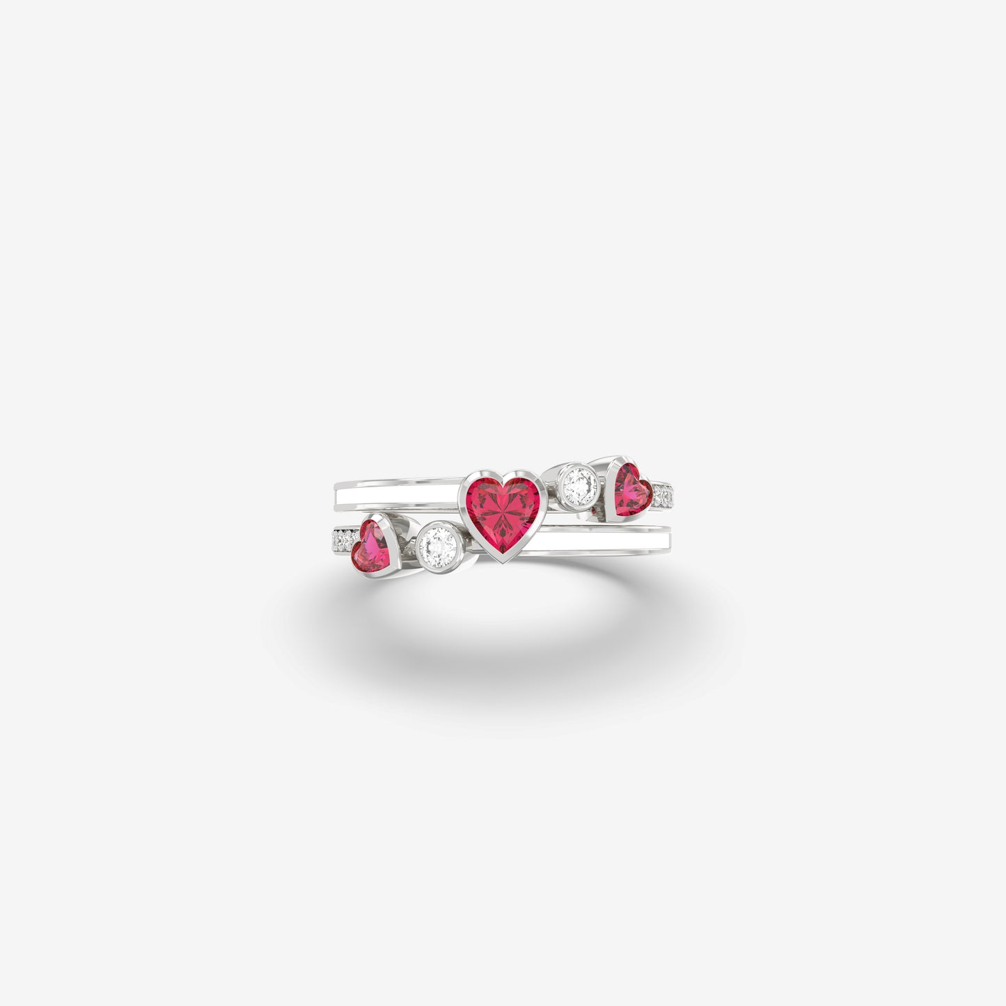 Diamond and Ruby Ring with Enamel