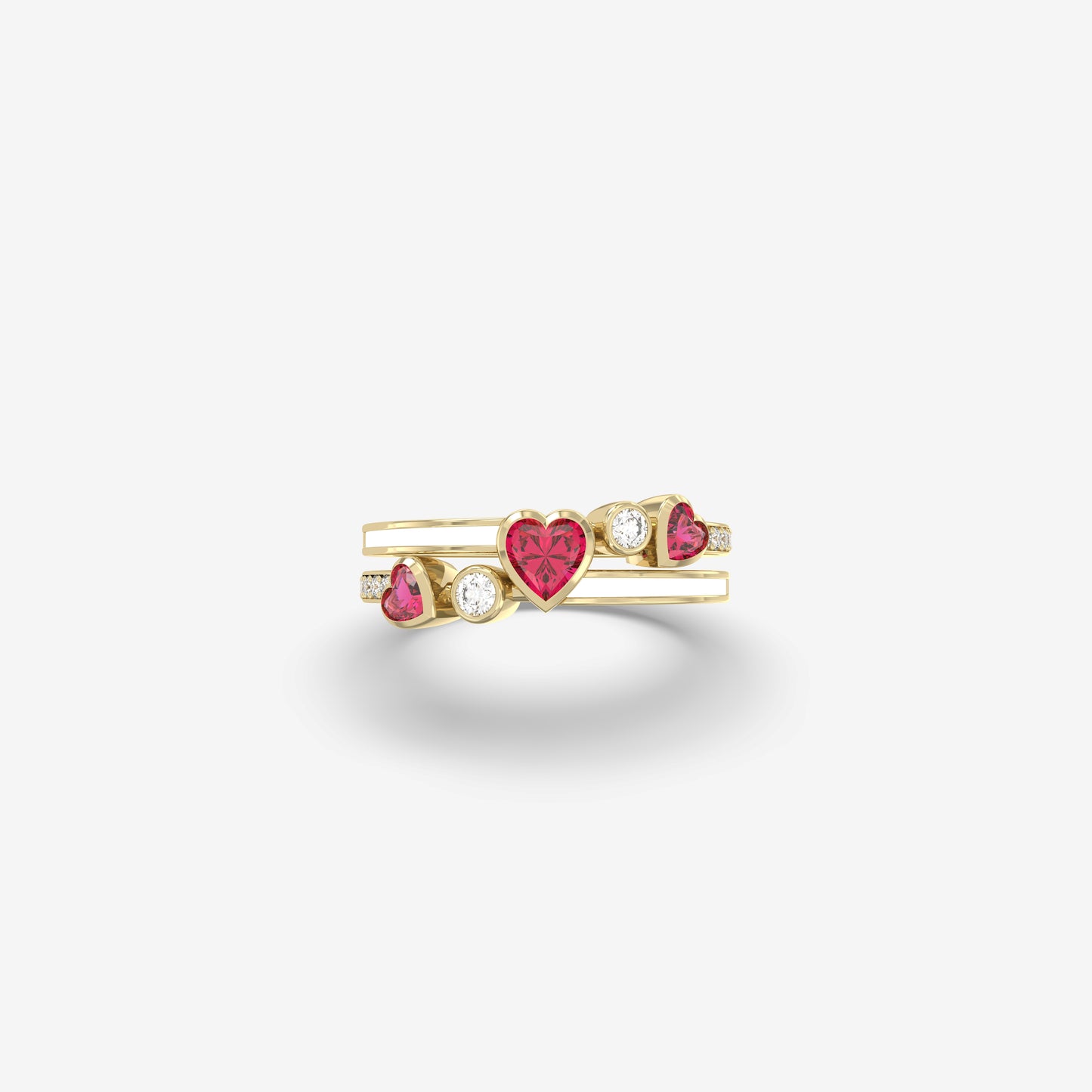 Diamond and Ruby Ring with Enamel